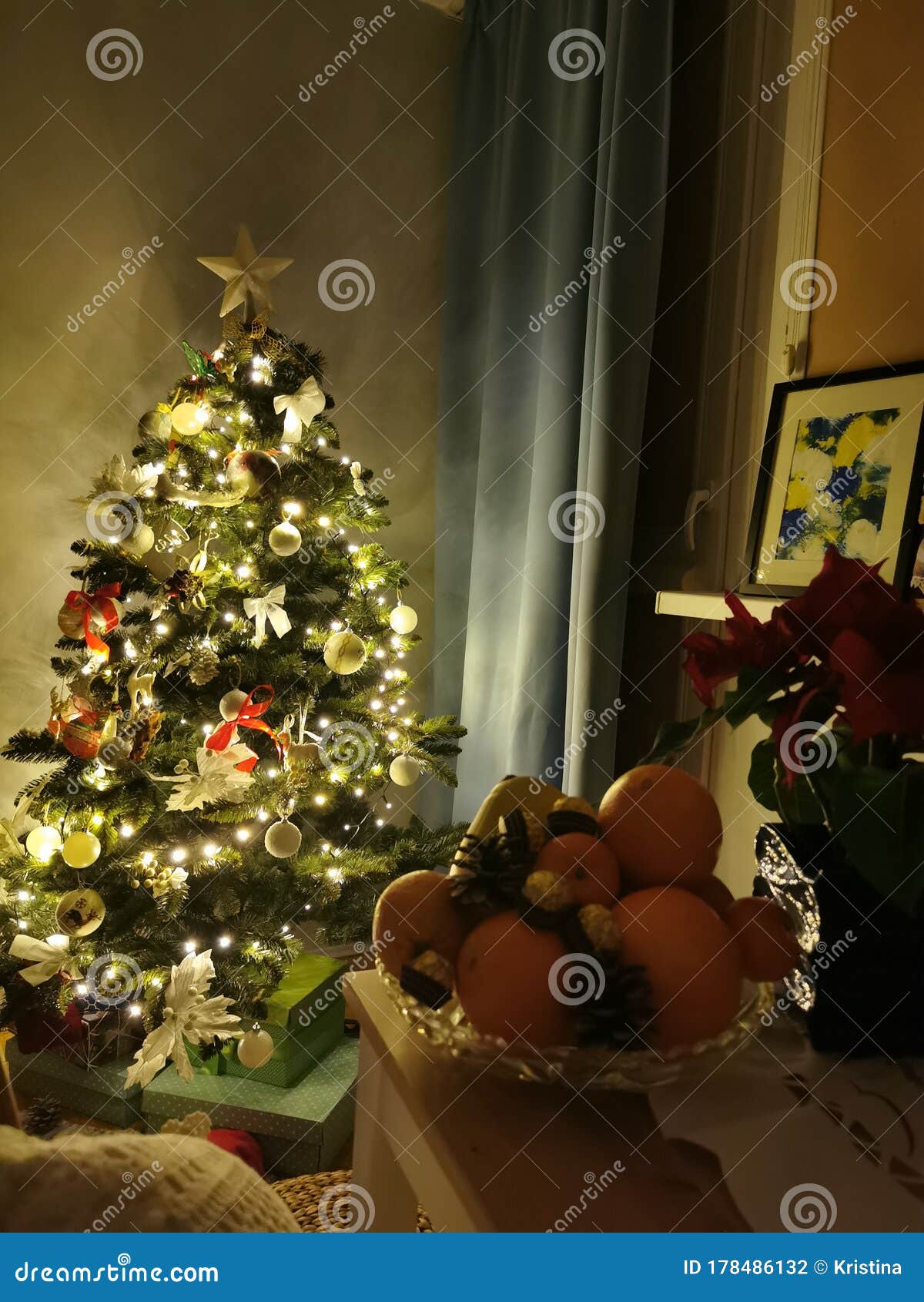 Christmas Tree, Lights , Home Alone Stock Photo Image of branch