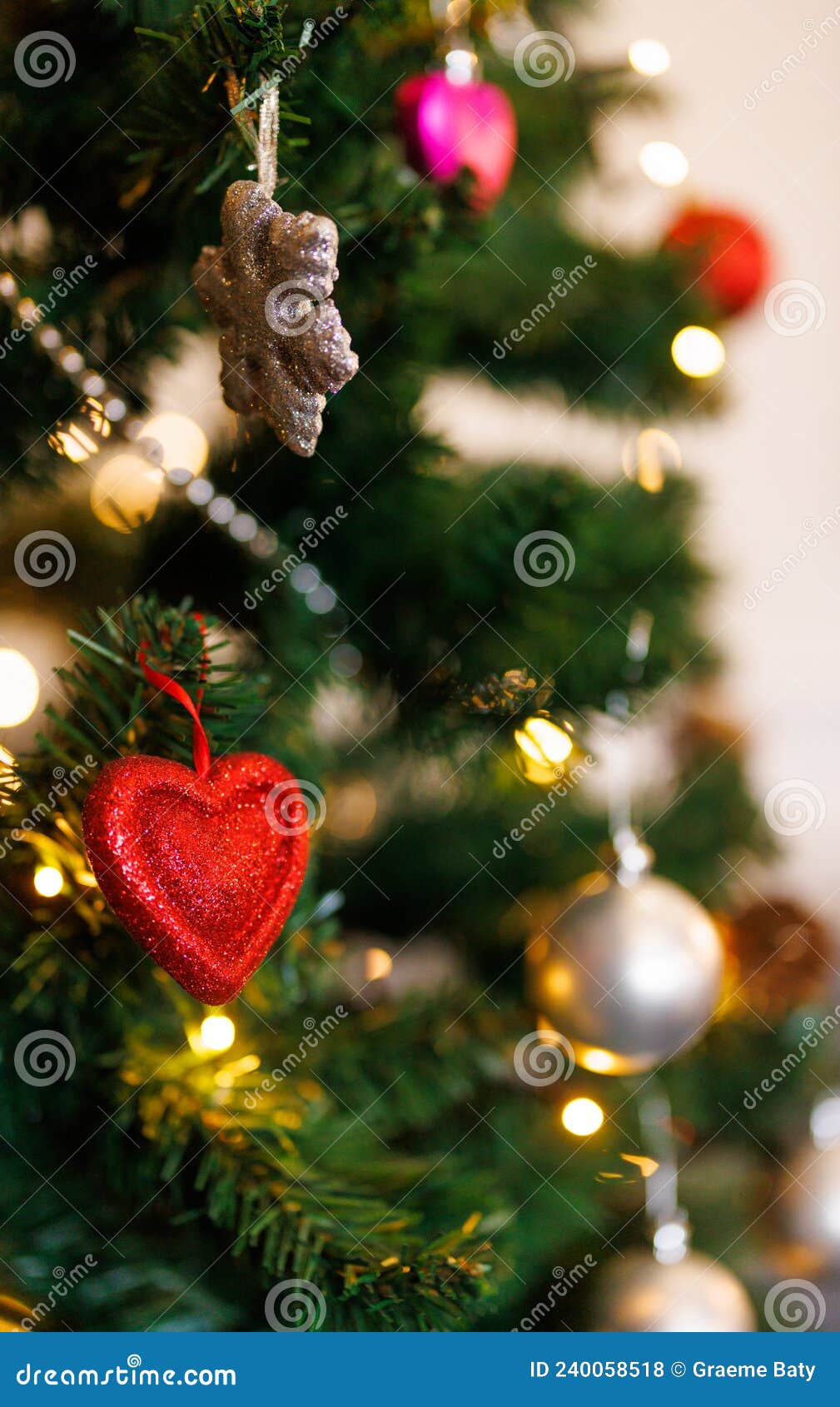 A Christmas Tree Love Heart Decoration Stock Photo Image of valentine