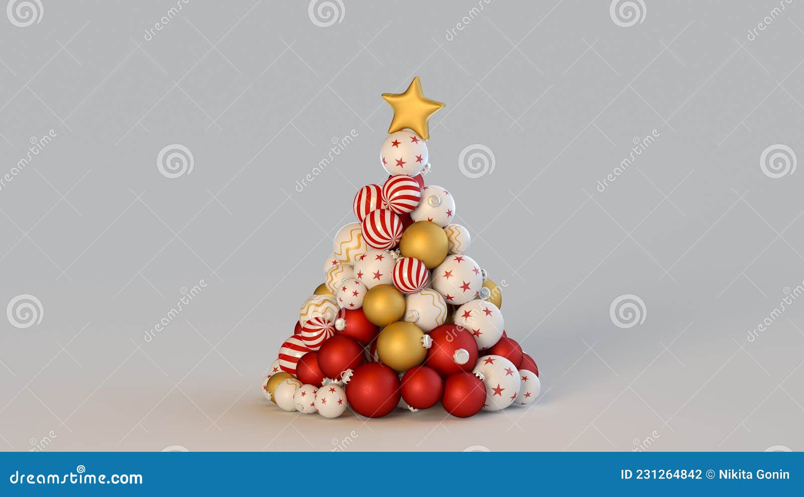 Christmas Tree Made of Baubles 3D Render Stock Illustration Illustration of balls, winter