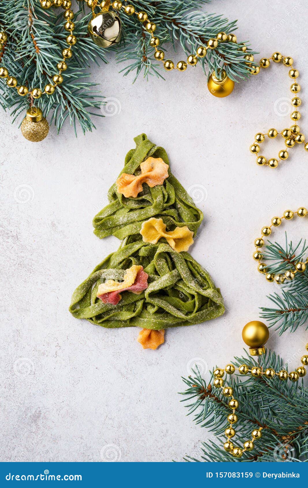 Christmas Tree Made Of Fresh Homemade Spinach Pasta Stock Image - Image of holiday, layout ...