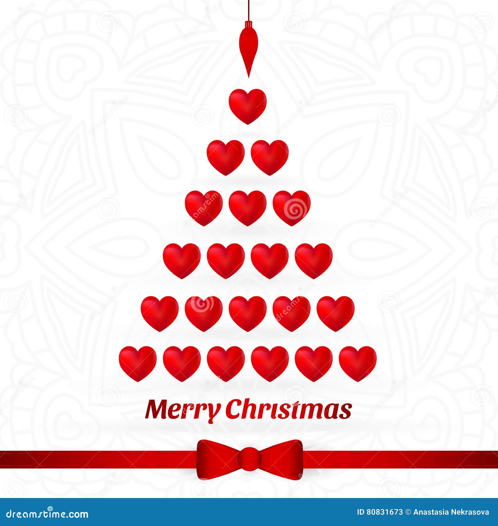 Christmas tree made of red ribbon on bright Vector Image
