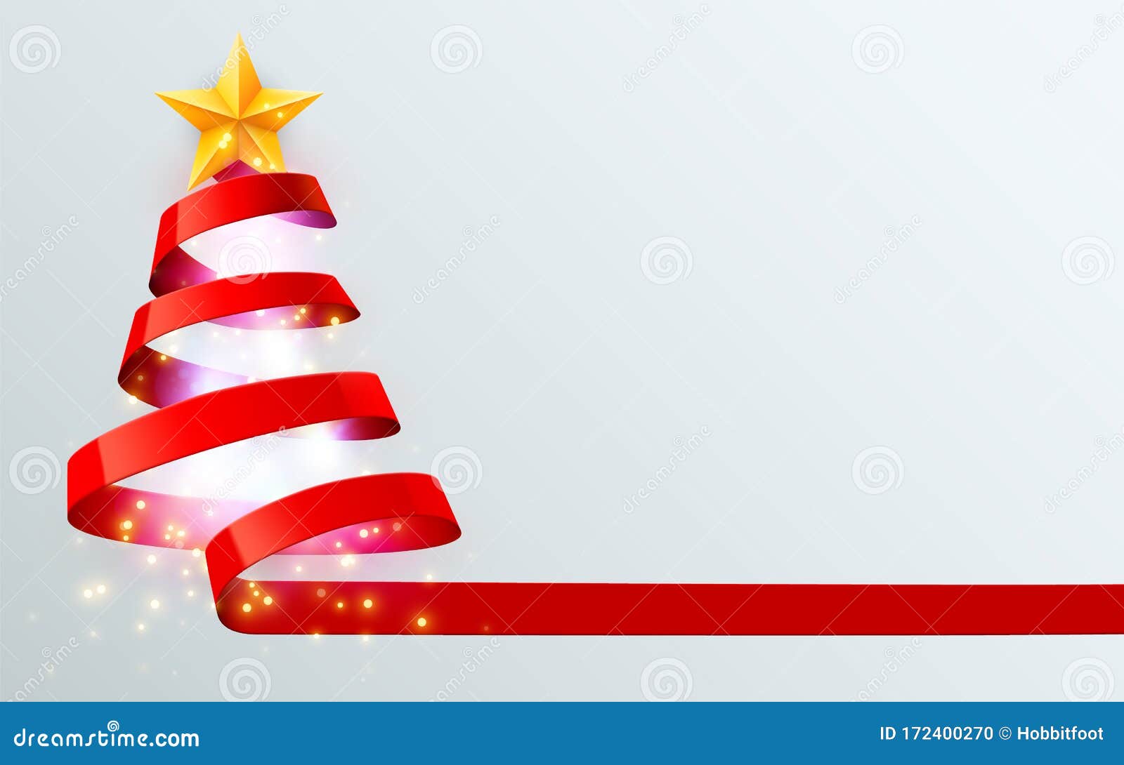 Christmas Tree Made of Red Ribbon on Bright Background. New Year and  Christmas Greeting Card or Party Invitation Stock Vector - Illustration of  design, blank: 172400270