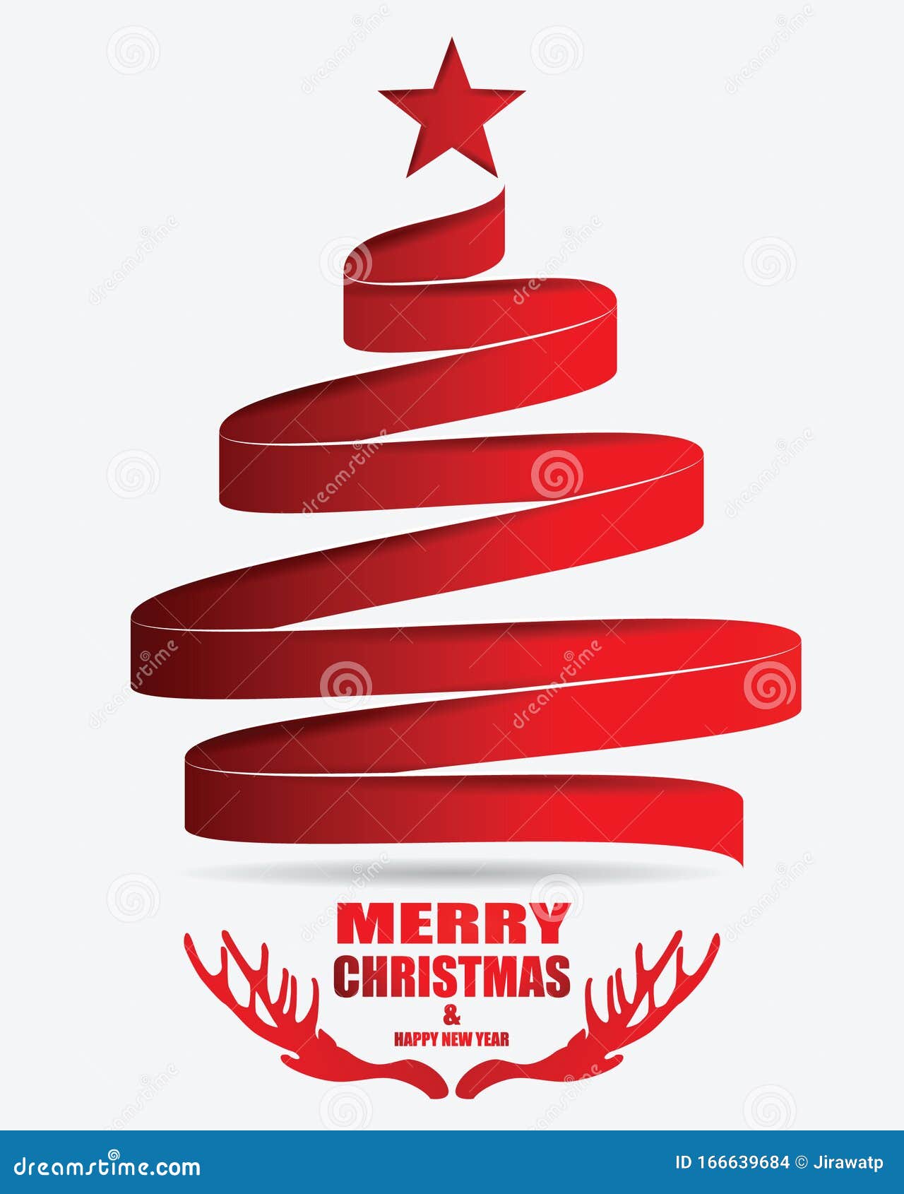 Christmas Tree Made of Ribbons on the White Blackground. Stock Vector