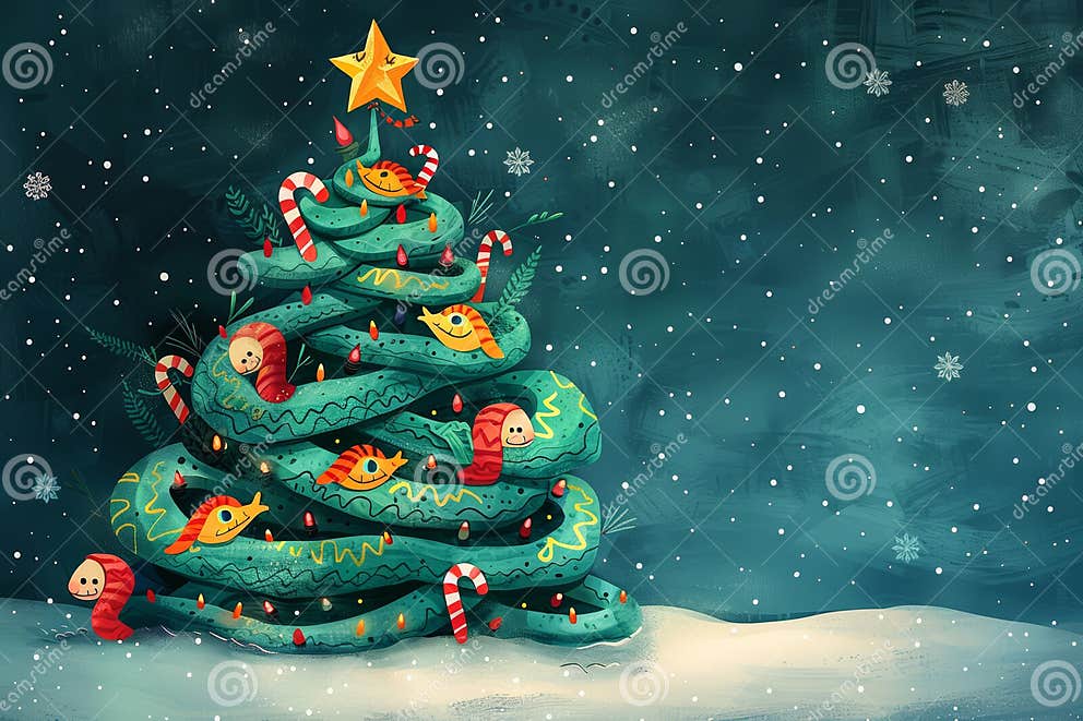 Christmas Tree Made of a Snake, the Symbol of the Year 2025 According