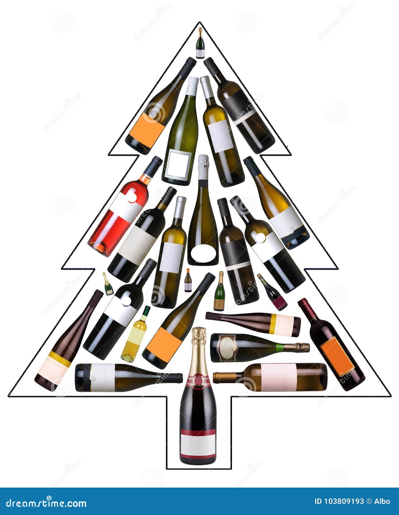 Download Wine Bottles Christmas Tree Stock Image Image of wine celebration