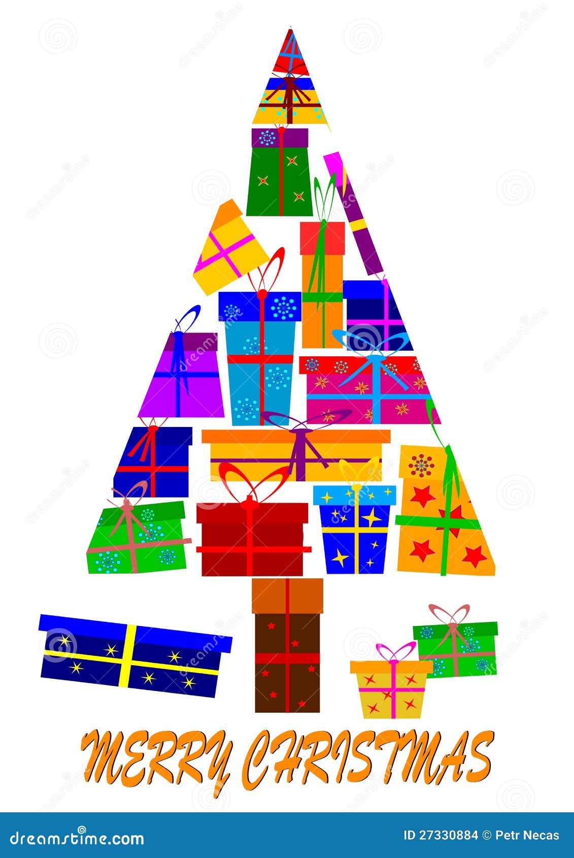 Christmas Tree Made â€‹â€‹up of Gifts Stock Illustration Illustration