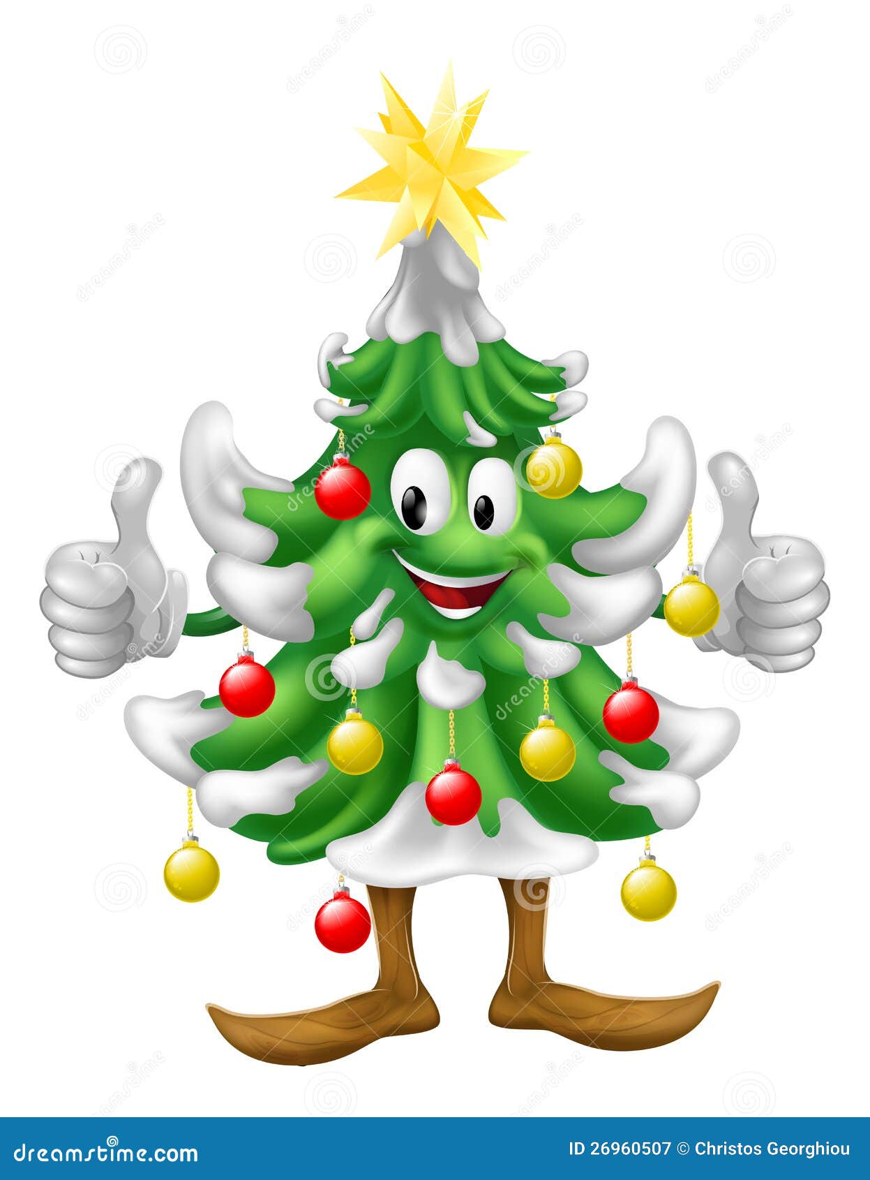 Christmas Tree Mascot Doing Thumbs Up Stock Vector Illustration of
