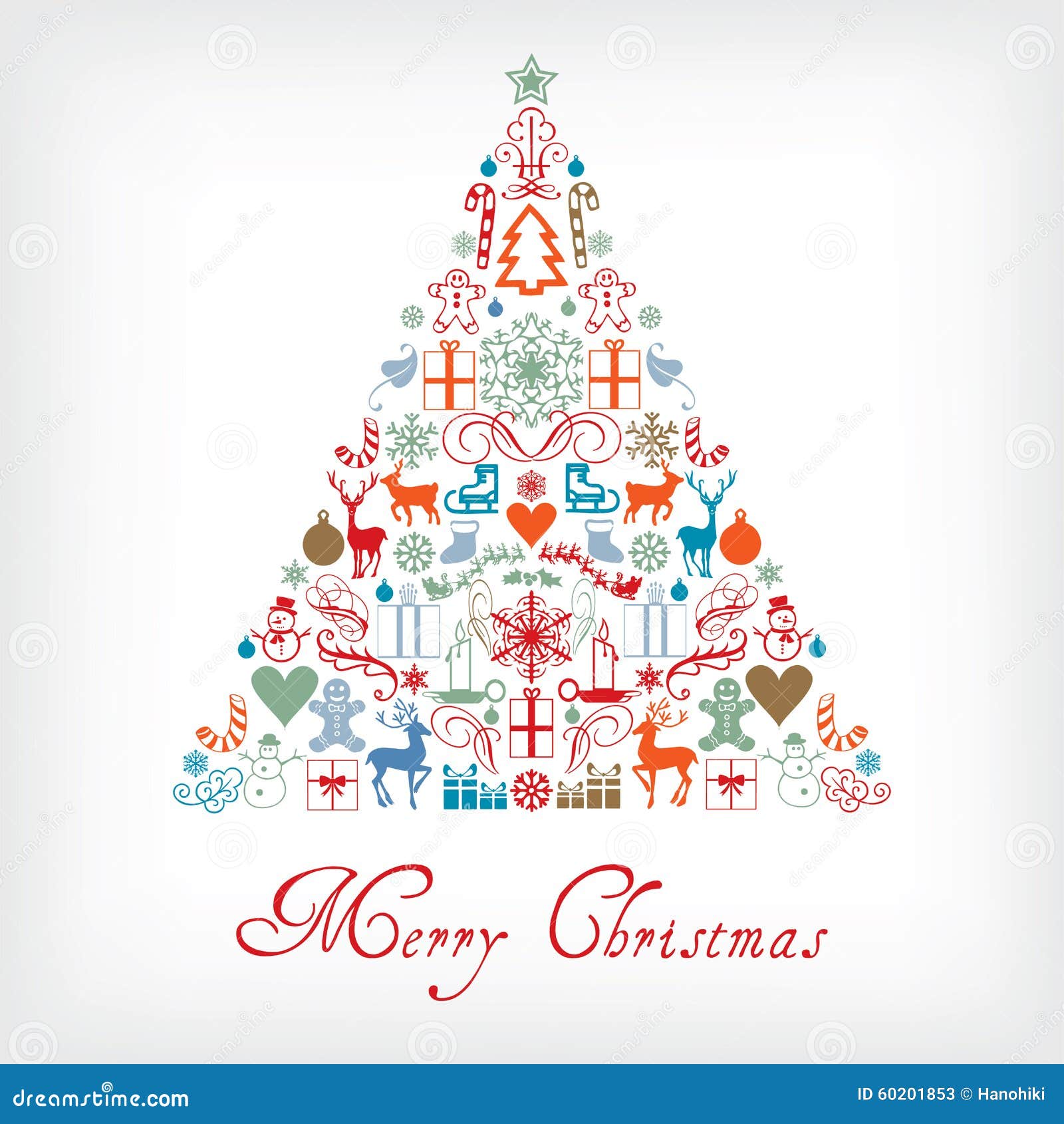 Christmas Tree - Merry Chrismas Greeting Card Stock Vector ...