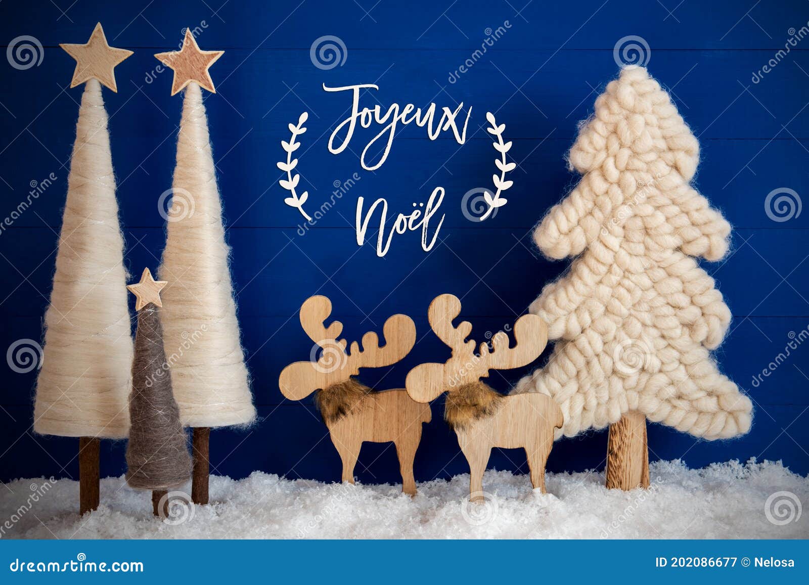 christmas tree, moose, snow, joyeux neol means merry christmas