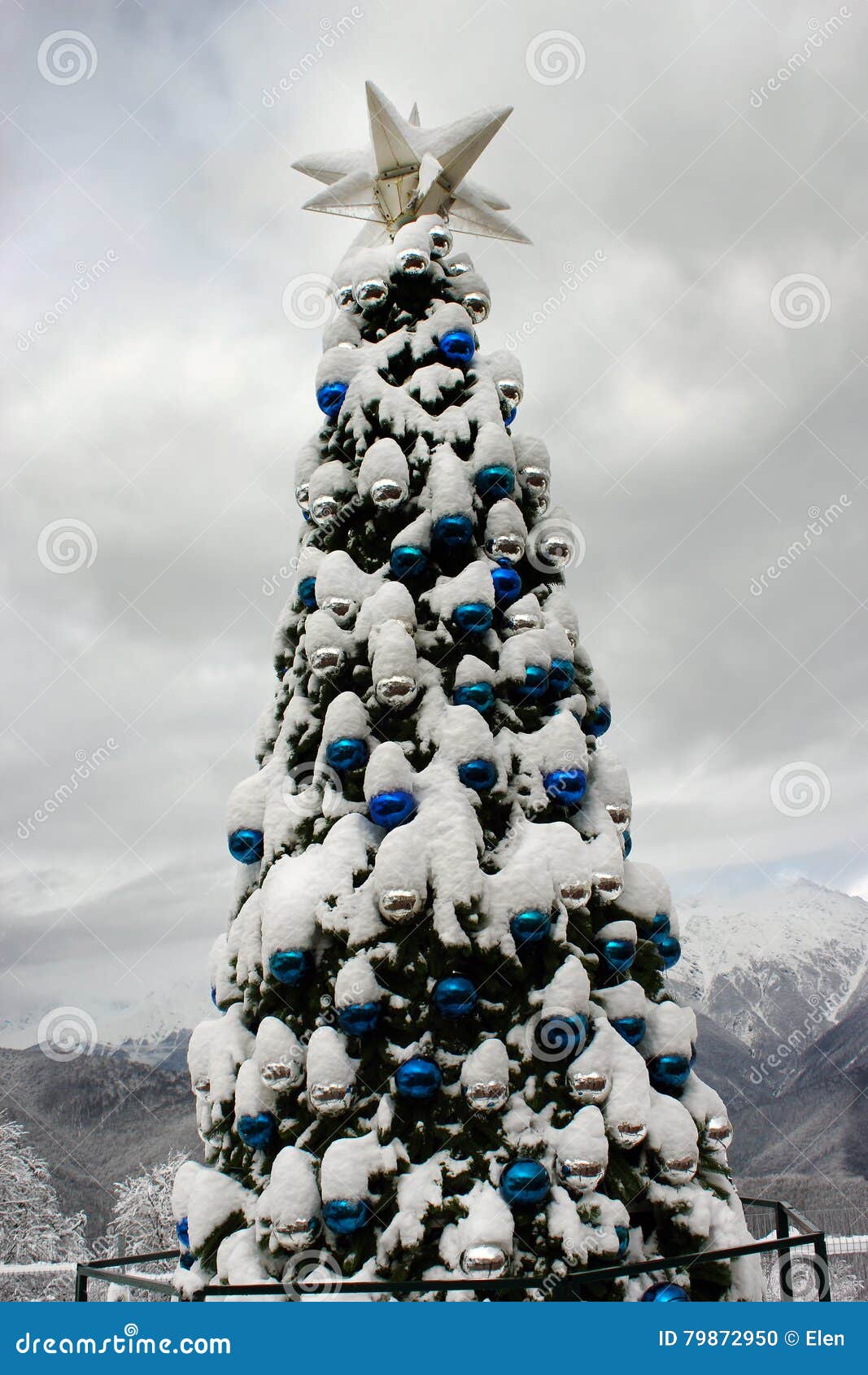 Christmas Tree in Mountains Stock Photo Image of climate, heavens 79872950