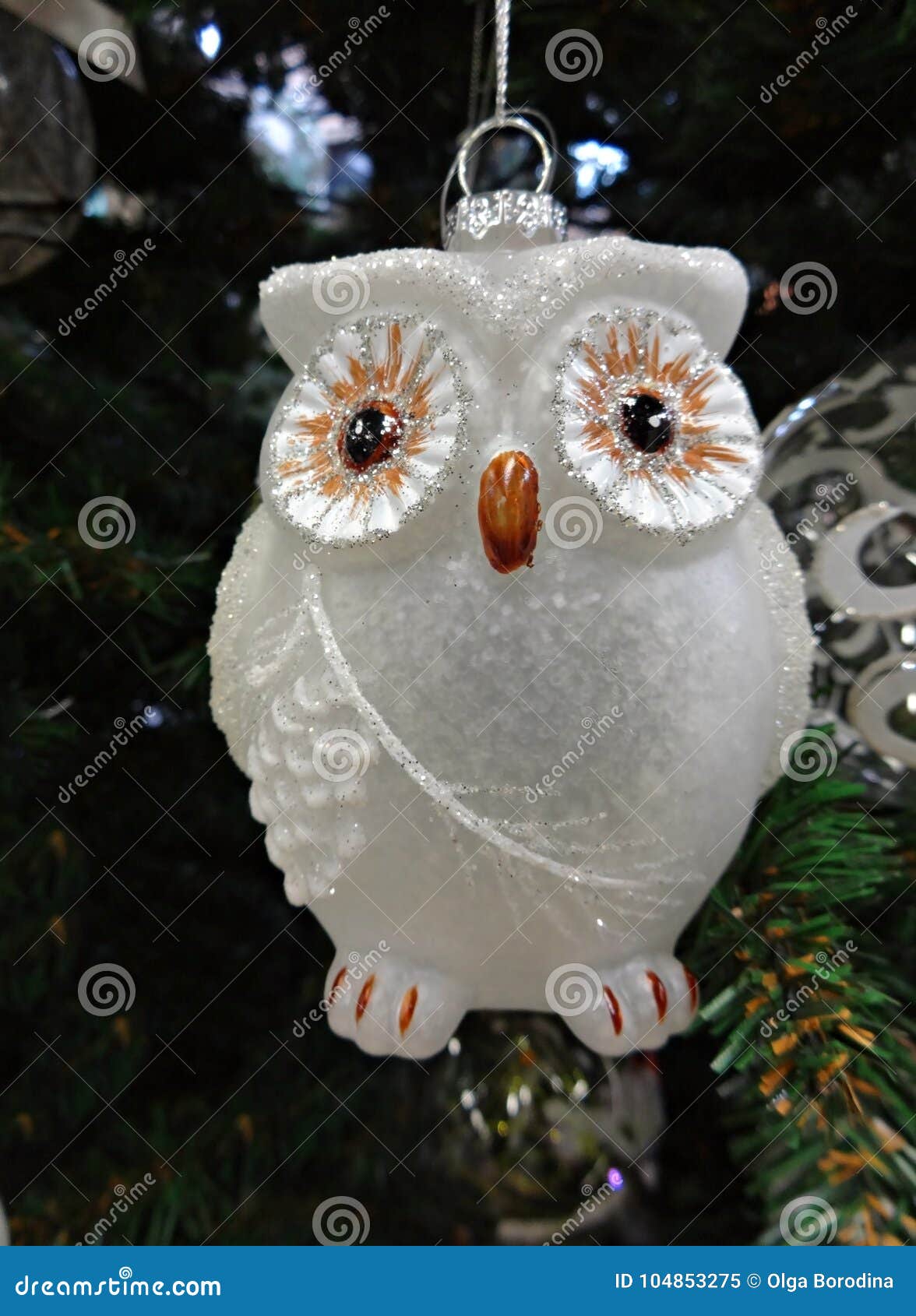 Stunning White And Silver Art Deco Large Owl Decoration Ornament 