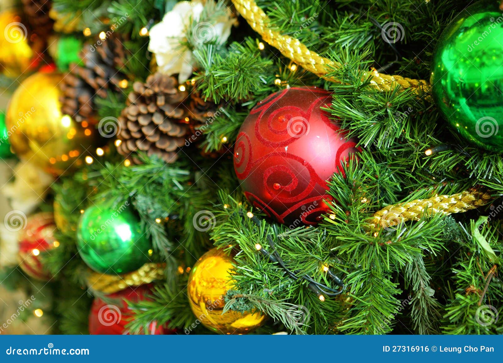 Christmas tree ornaments stock photo. Image of pine, gold 27316916