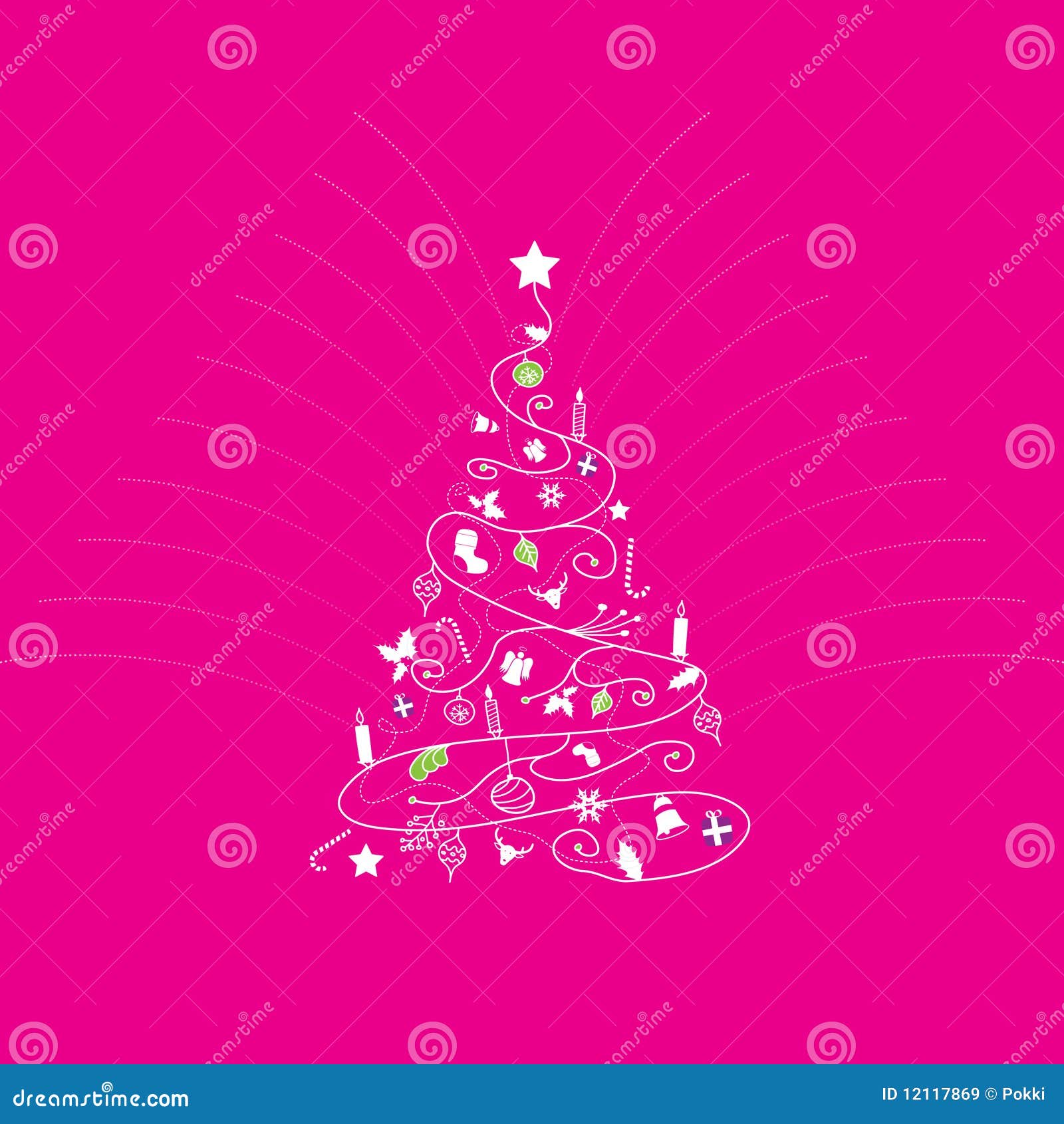 Christmas Tree On Pink Background. Royalty Free Stock Images - Image