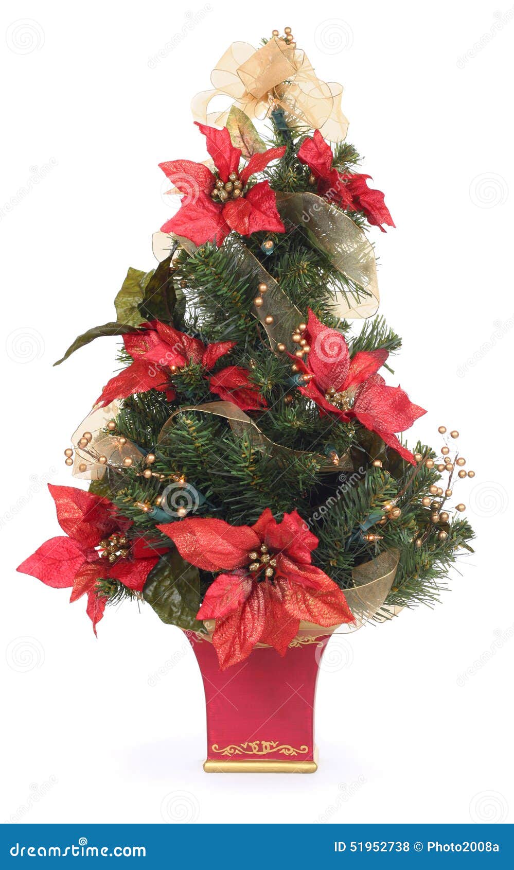 Christmas Tree with Poinsettias Stock Photo Image of decor