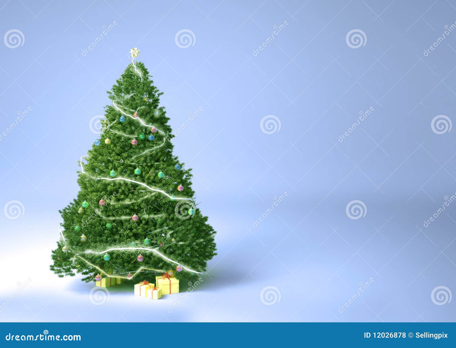 christmas tree and presents on a soft background h