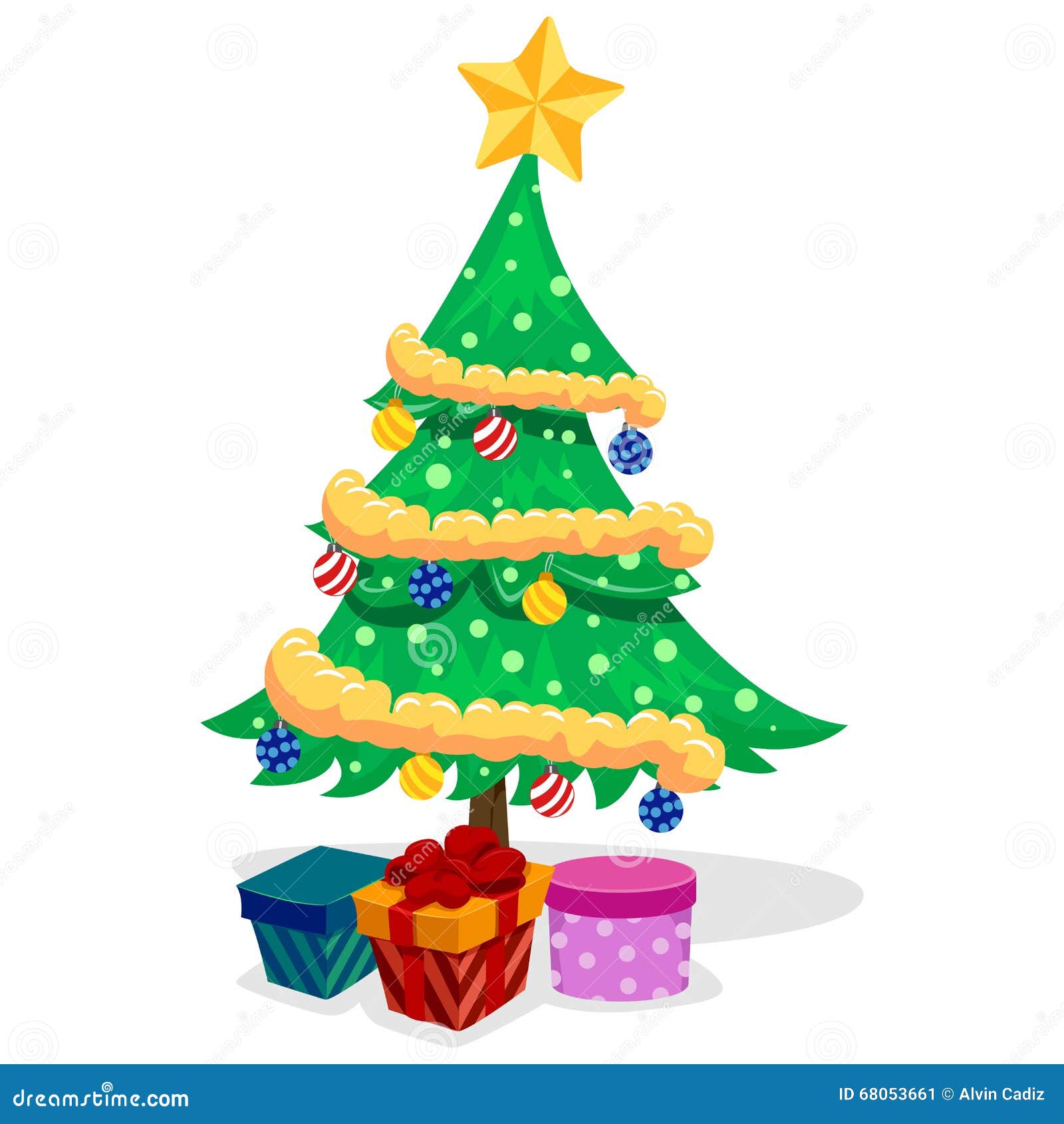 Christmas Tree with Presents Stock Vector - Illustration of green ...