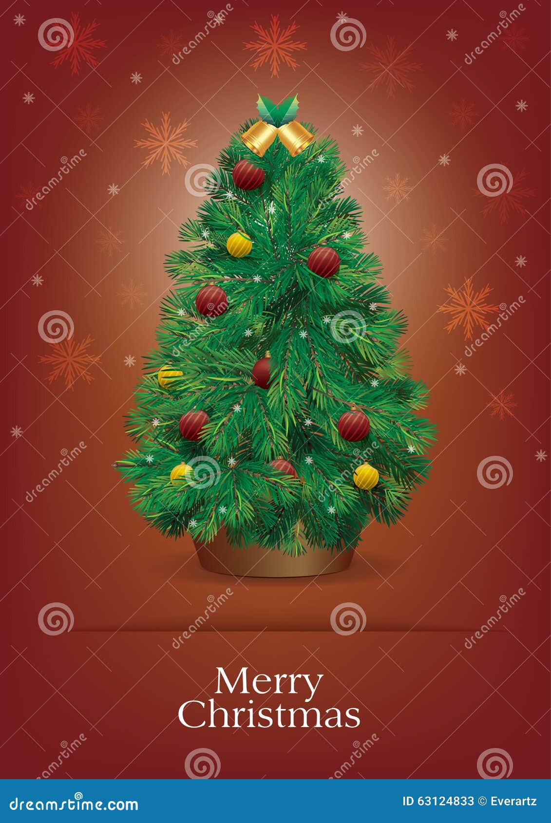 Christmas Tree with Red Background Stock Illustration Illustration of
