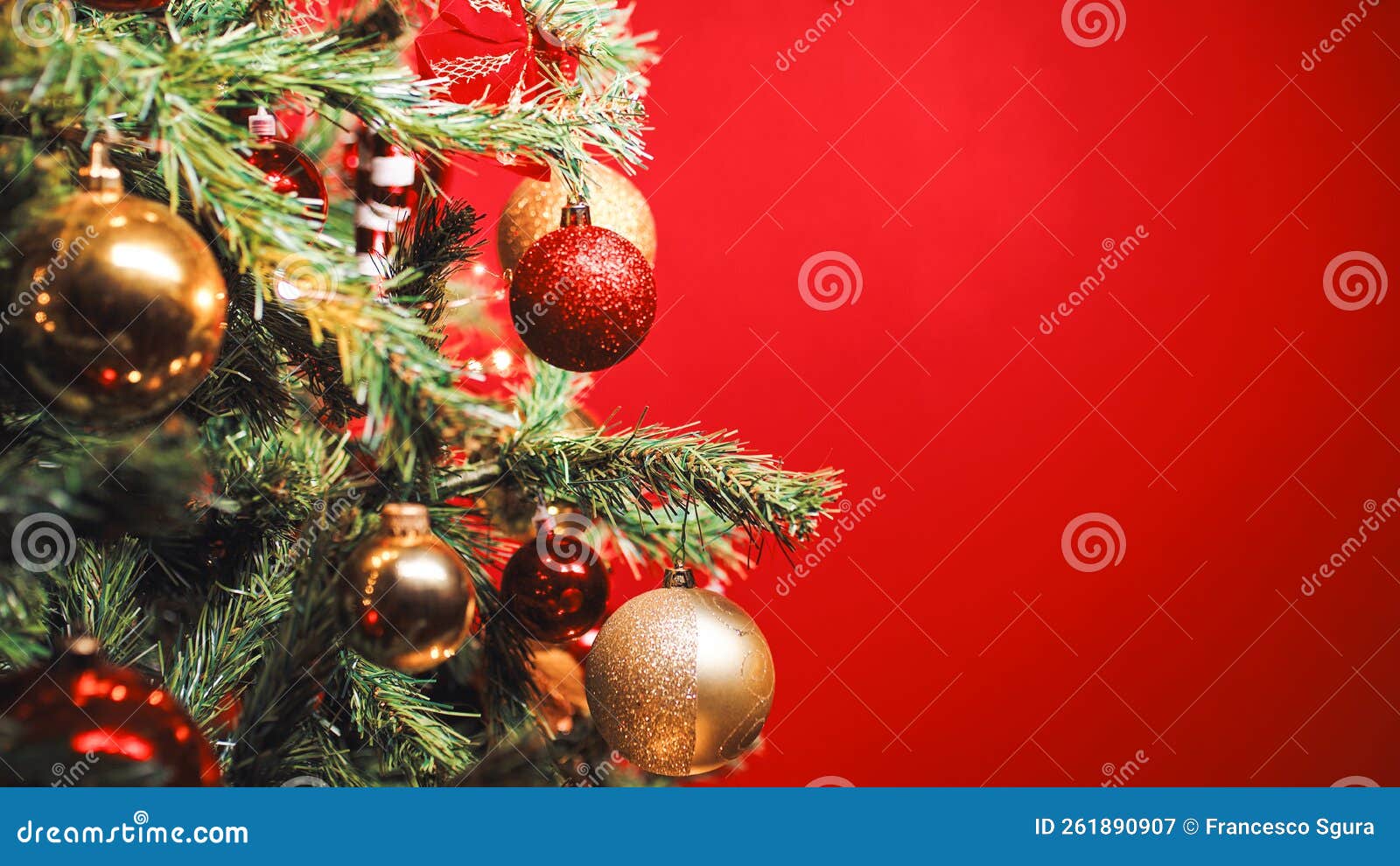 Christmas Tree on Red Background Stock Image Image of merry, gift 261890907