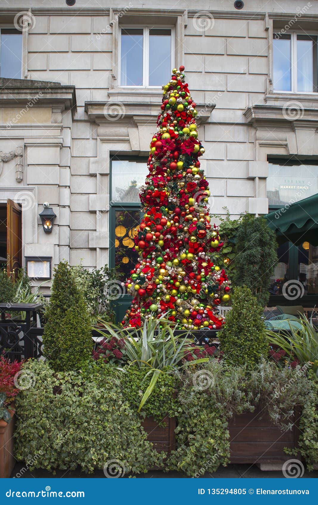 Christmas Tree At Restaurant Near Covent Garden Editorial Image