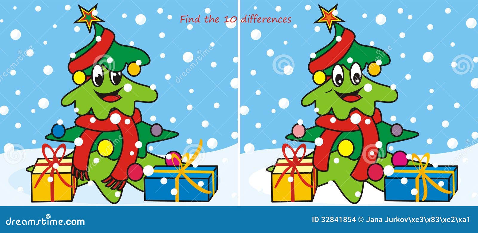 Christmas Treescarf 10 Differences Stock Images Image
