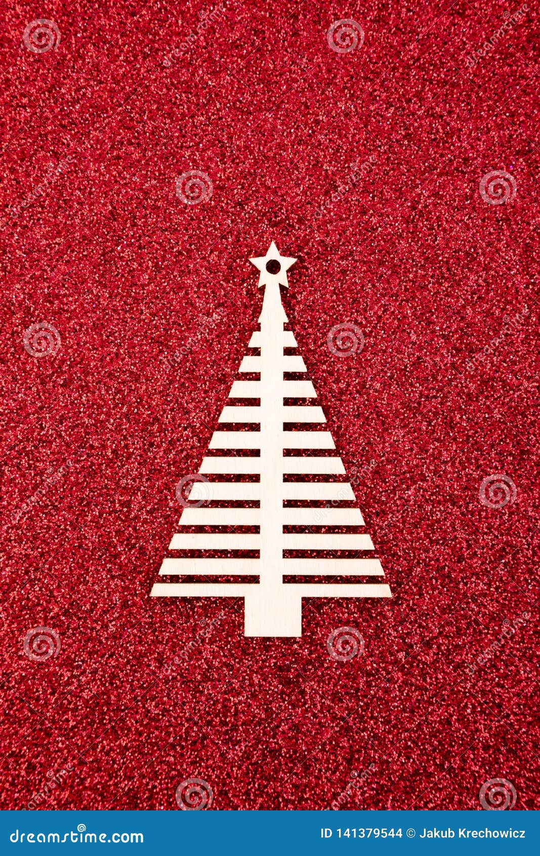 Christmas Tree Shape on Red Glitter Background Stock Photo Image of