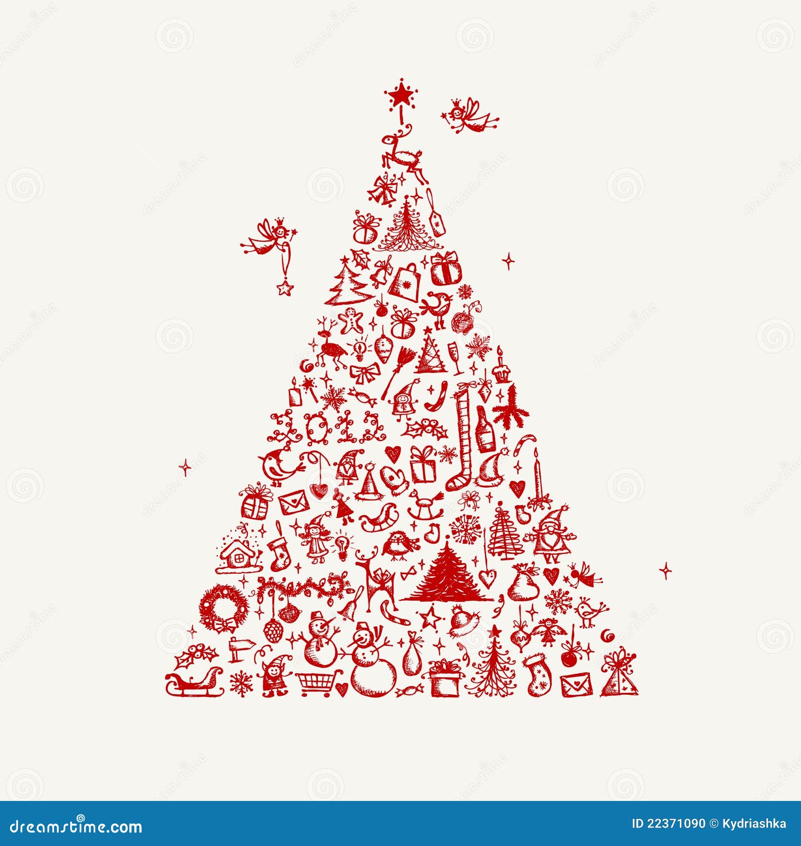 Christmas Tree Sketch for Your Design Stock Vector - Illustration ...