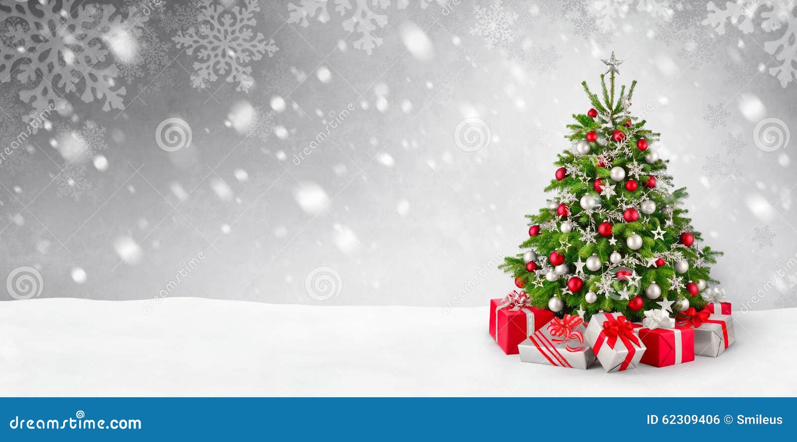 Christmas Tree And Snow Background Stock Photo Image 62309406