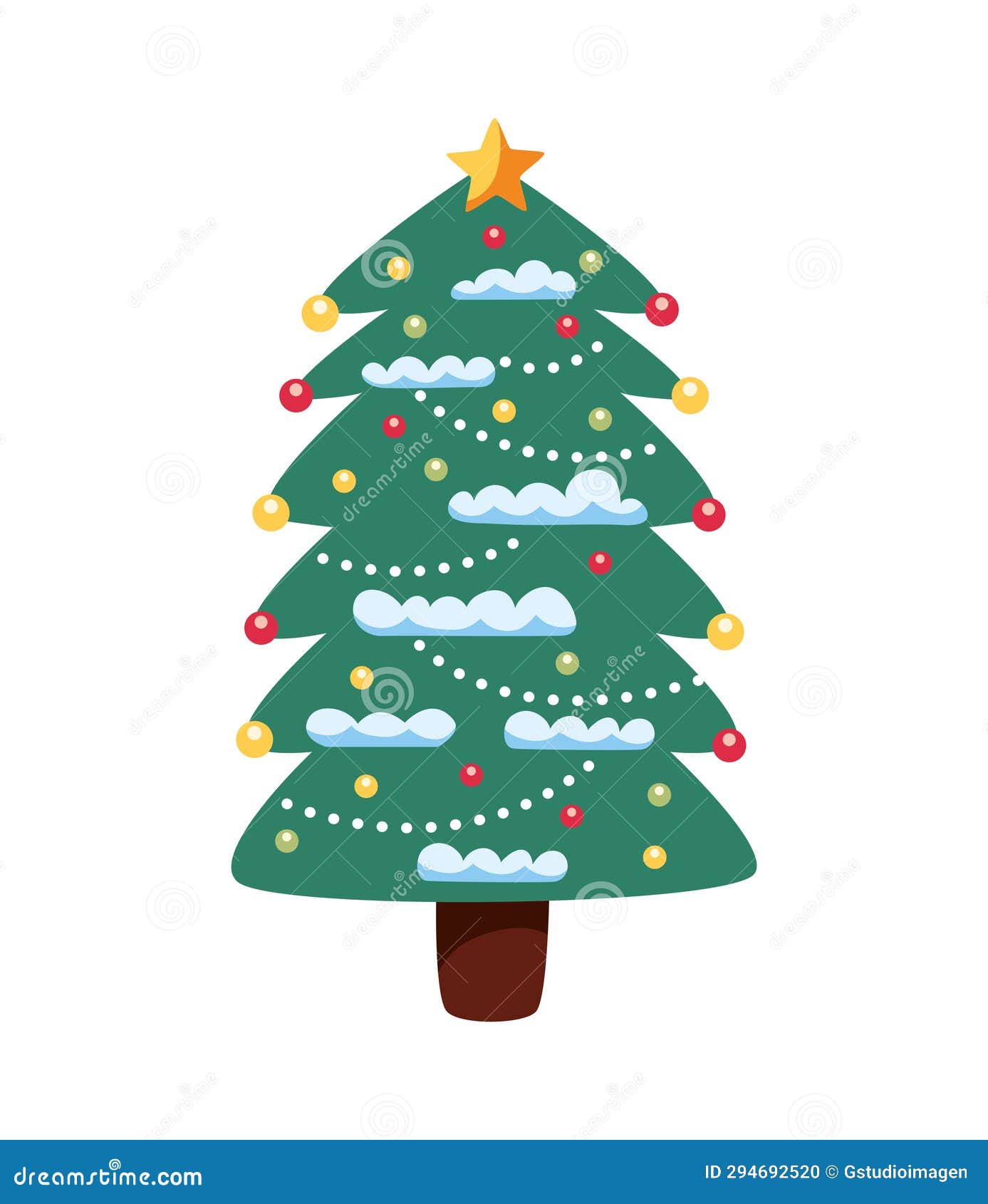 Christmas tree with snow stock illustration. Illustration of snowflake