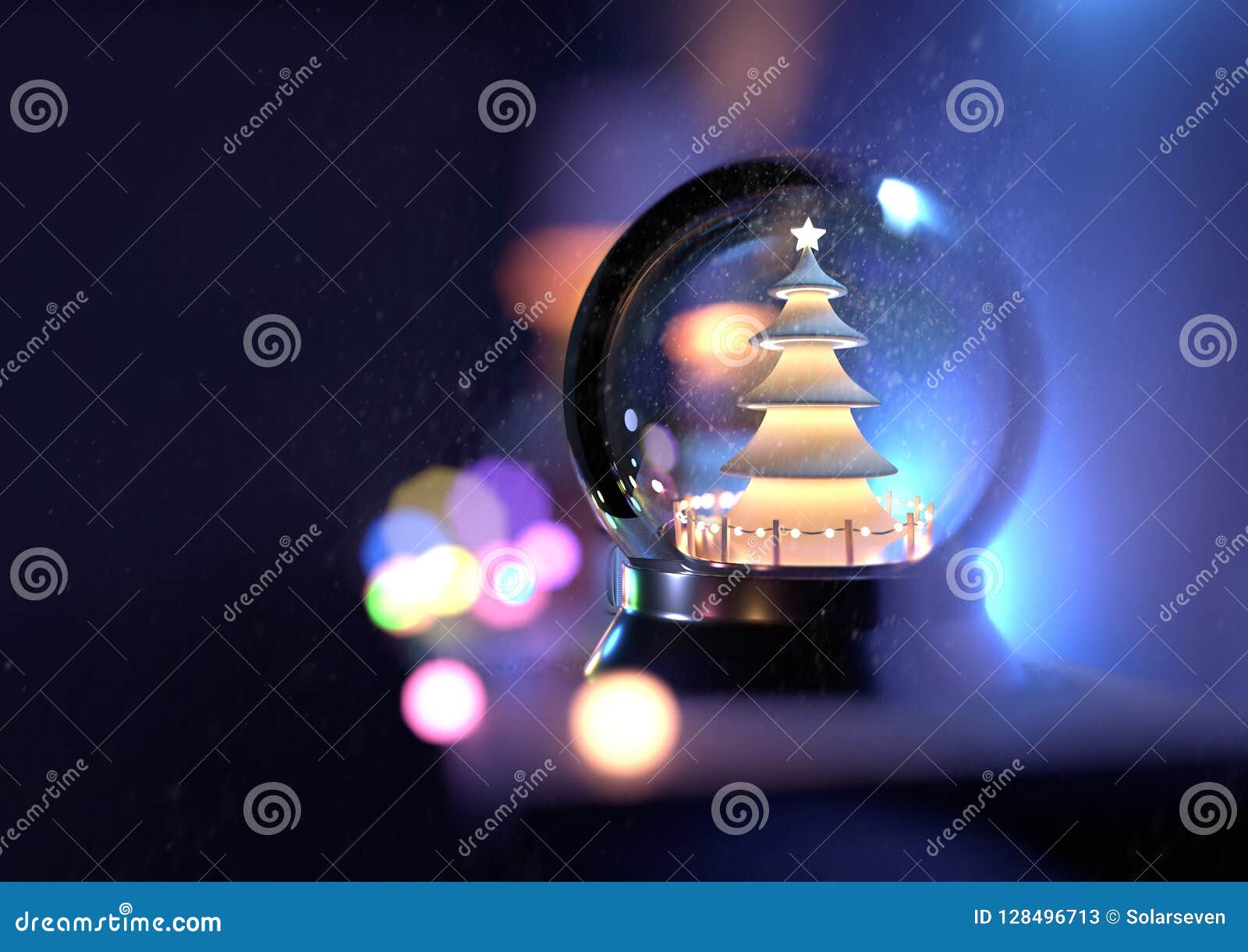 Christmas Tree Snow Globe stock image. Image of seasonal 128496713