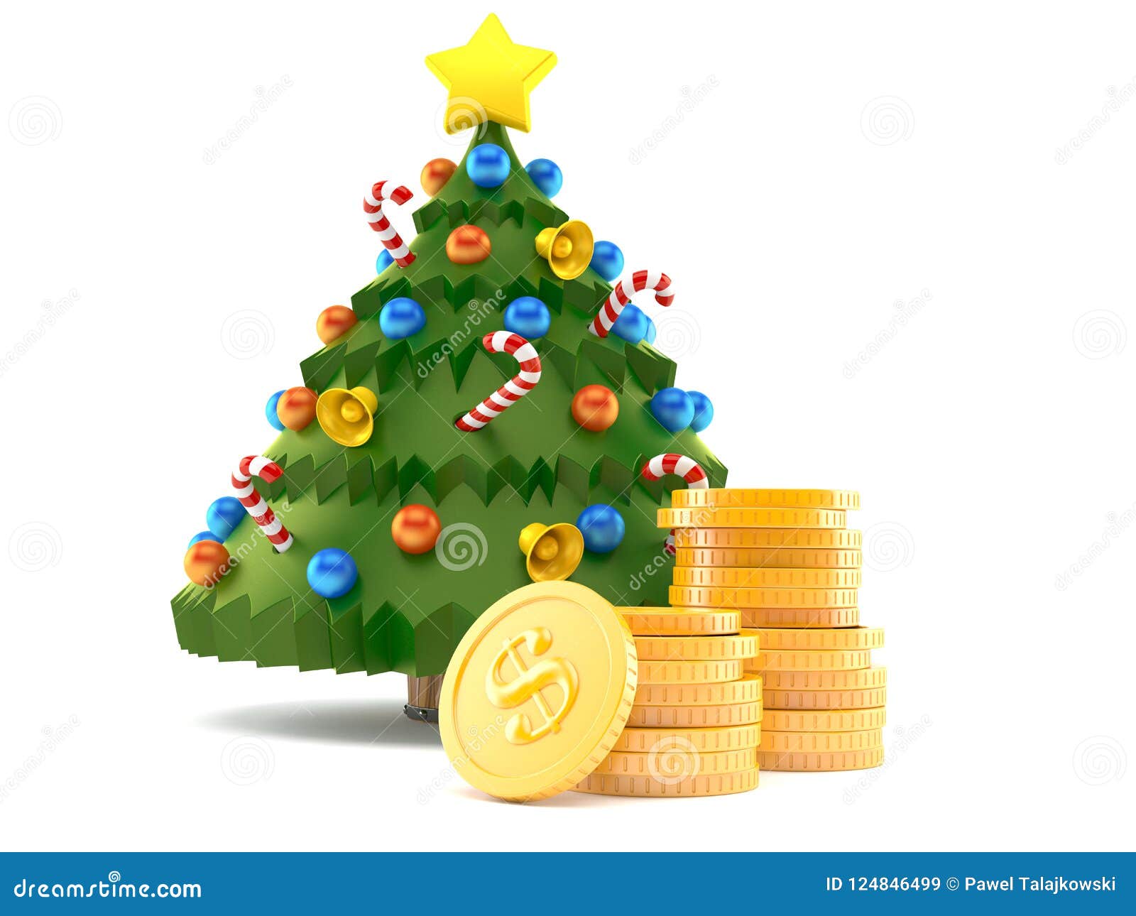 Christmas Tree with Stack of Coins Stock Illustration Illustration of