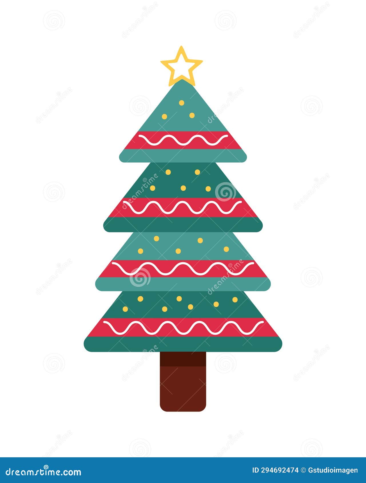 Christmas tree with star stock vector. Illustration of vector - 294692474