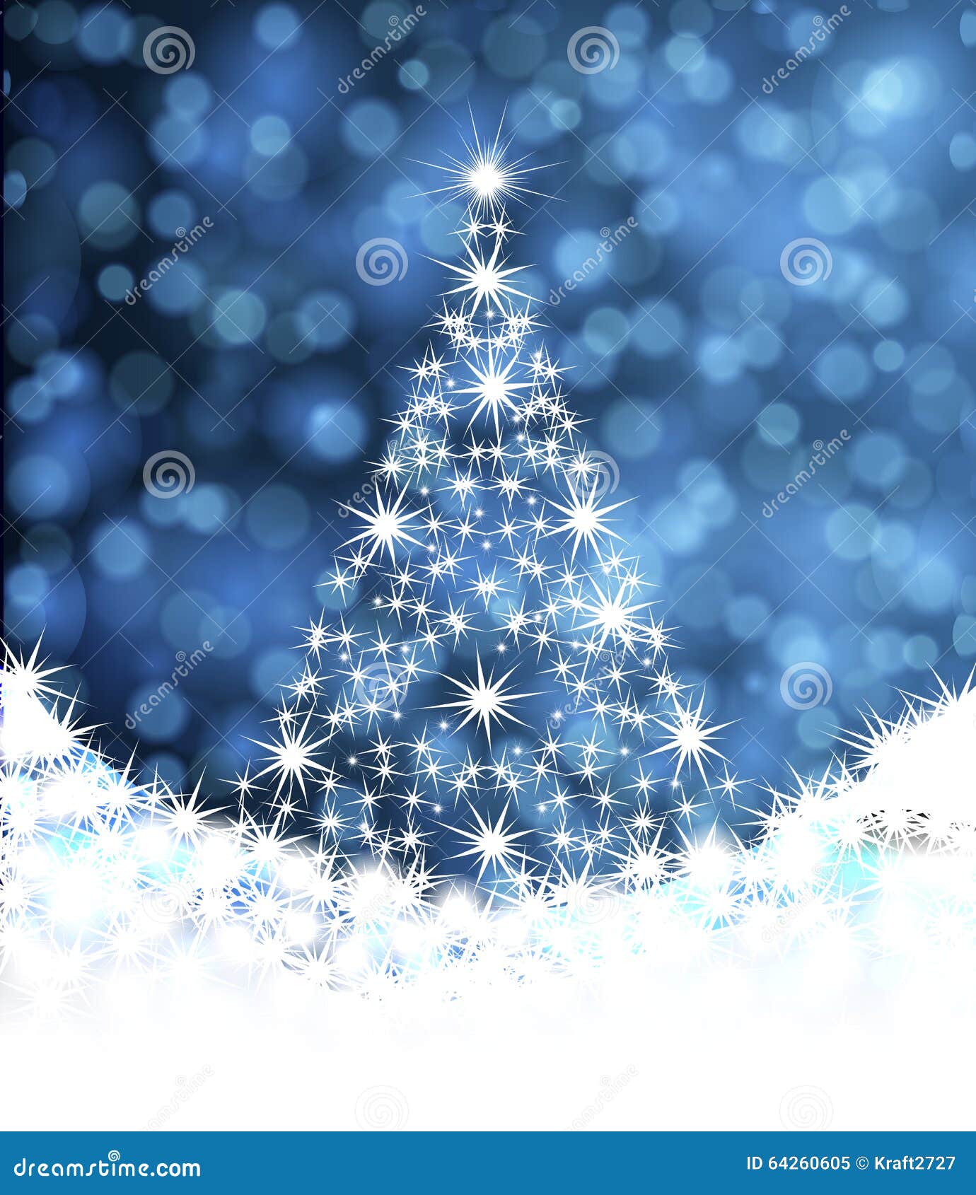 Christmas Tree from Stars on a Blue Background Background Stock Vector Illustration of color