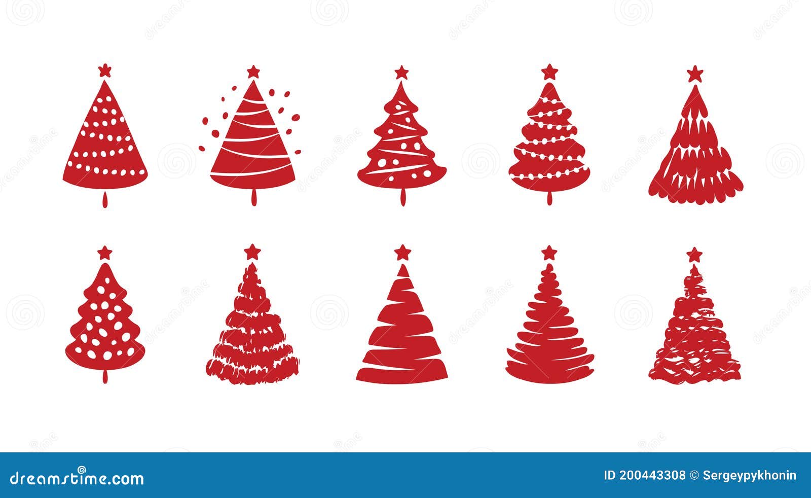 Christmas Tree Symbol Set. Holiday Concept Vector Illustration Stock