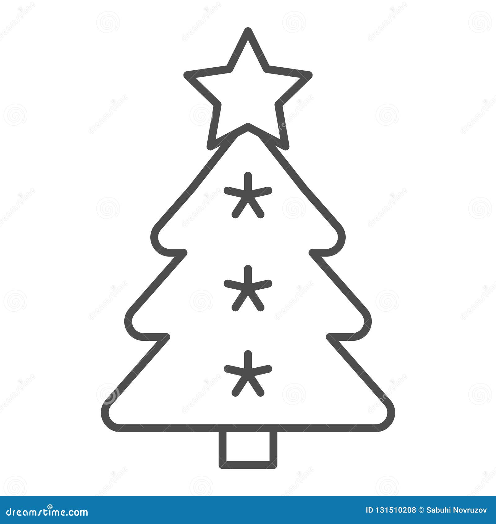 Download Christmas Tree Thin Line Icon. Fir-tree Vector ...
