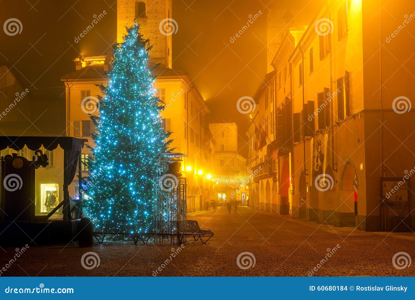 Christmas Tree on Town Square in Italy. Stock Photo - Image of ...