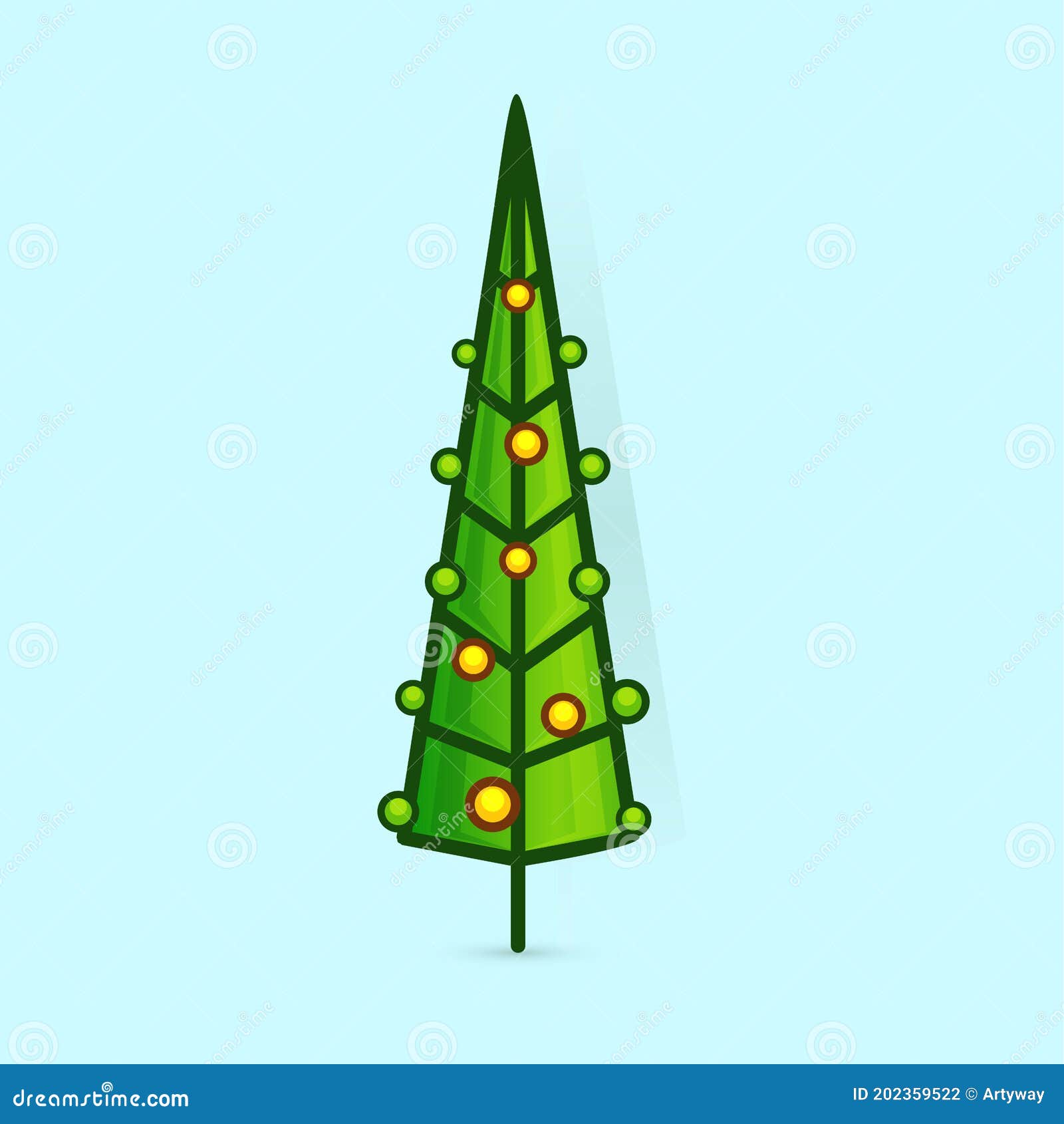 Christmas Tree Vector Icon Decorated Tree In Flat Line Art Style Green Pine For Design Of Greeting Cards And Stock Illustration Illustration Of Evergreen Season