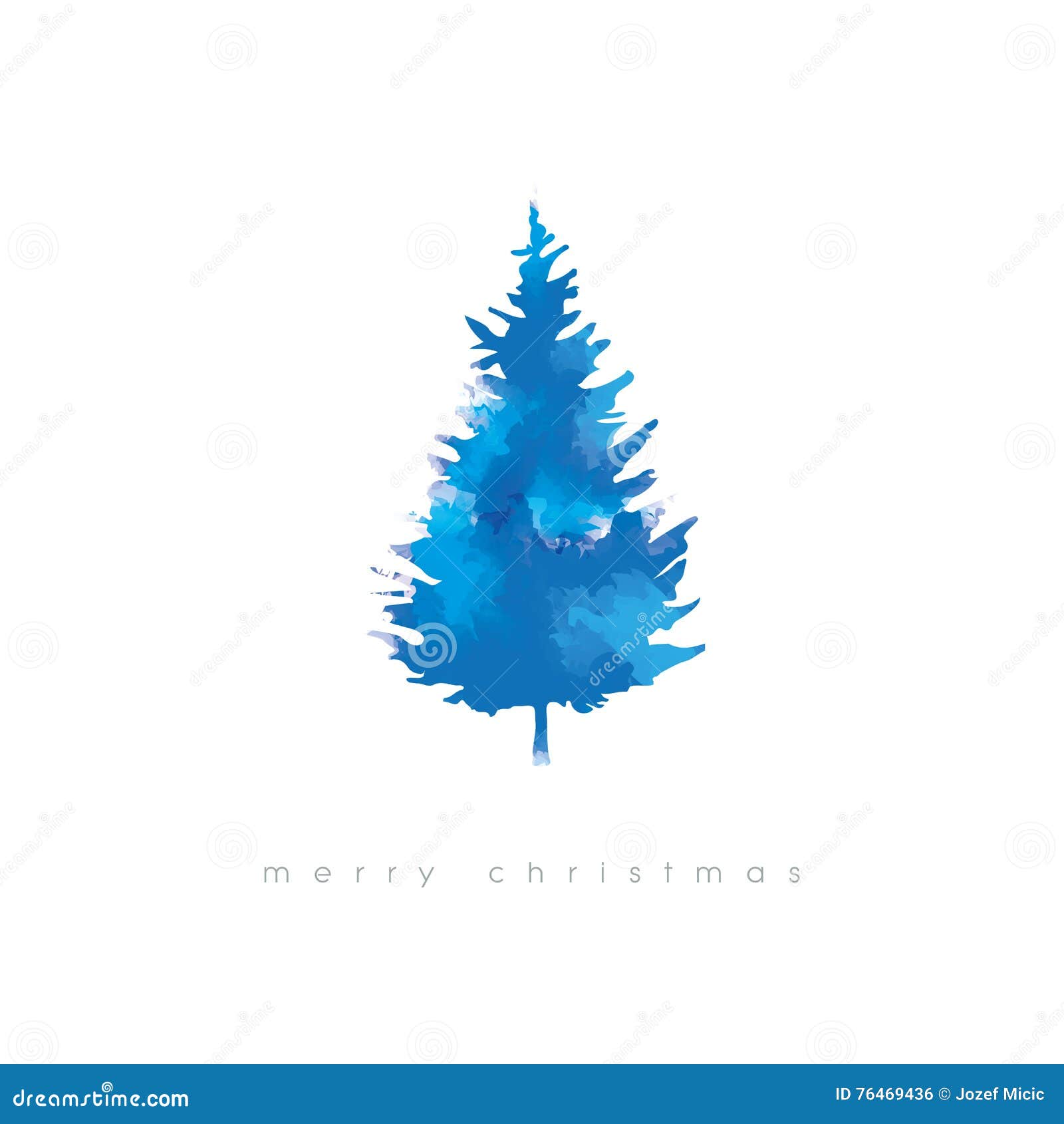 christmas tree   with watercolor texture. cold winter artistic xmas card template.