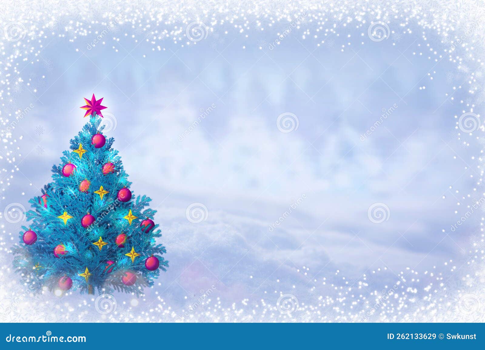 Christmas Tree on White Snow in Winter Forest . Stock Image Image of