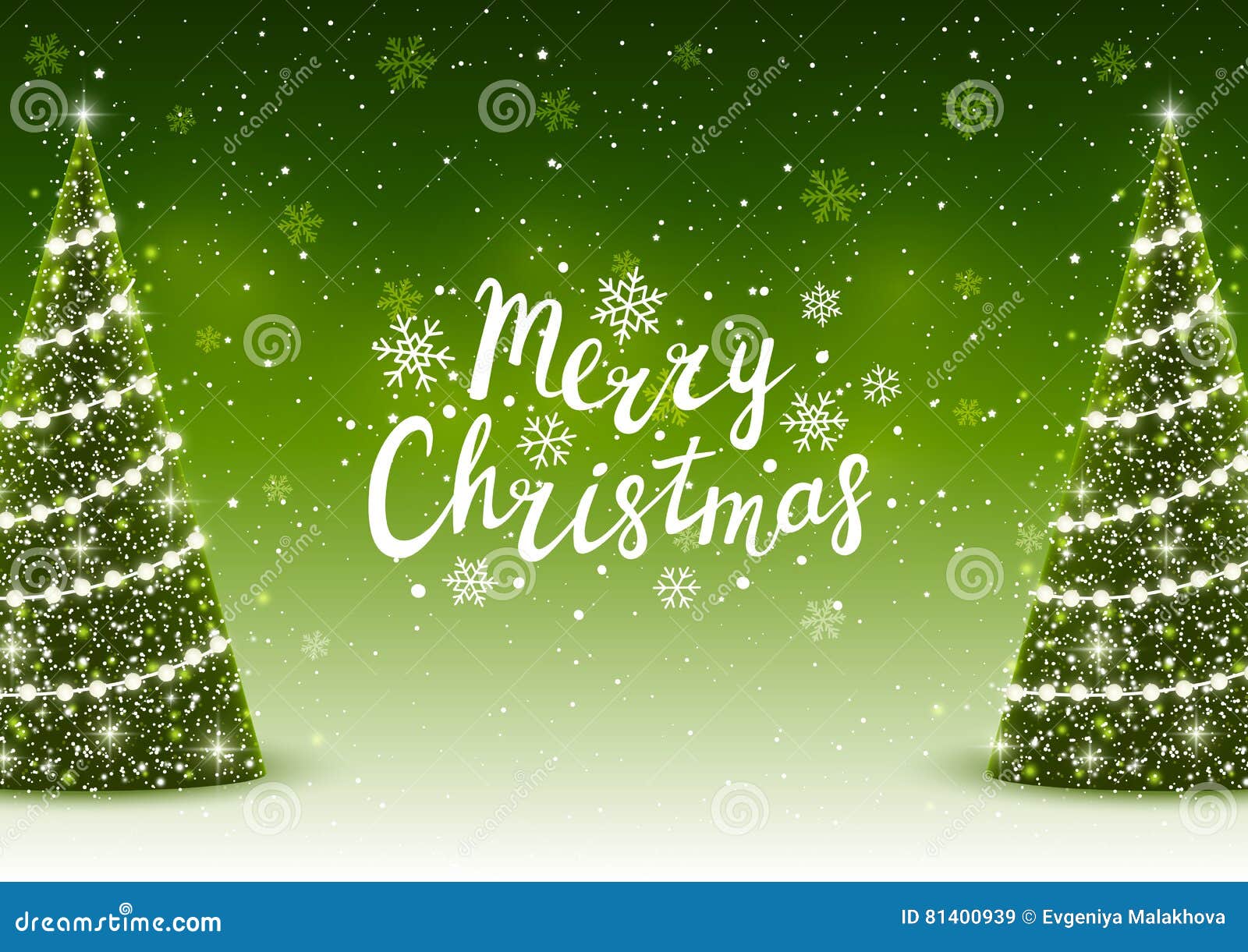 Christmas Trees on Green Background Stock Vector Illustration of celebrate, merry 81400939