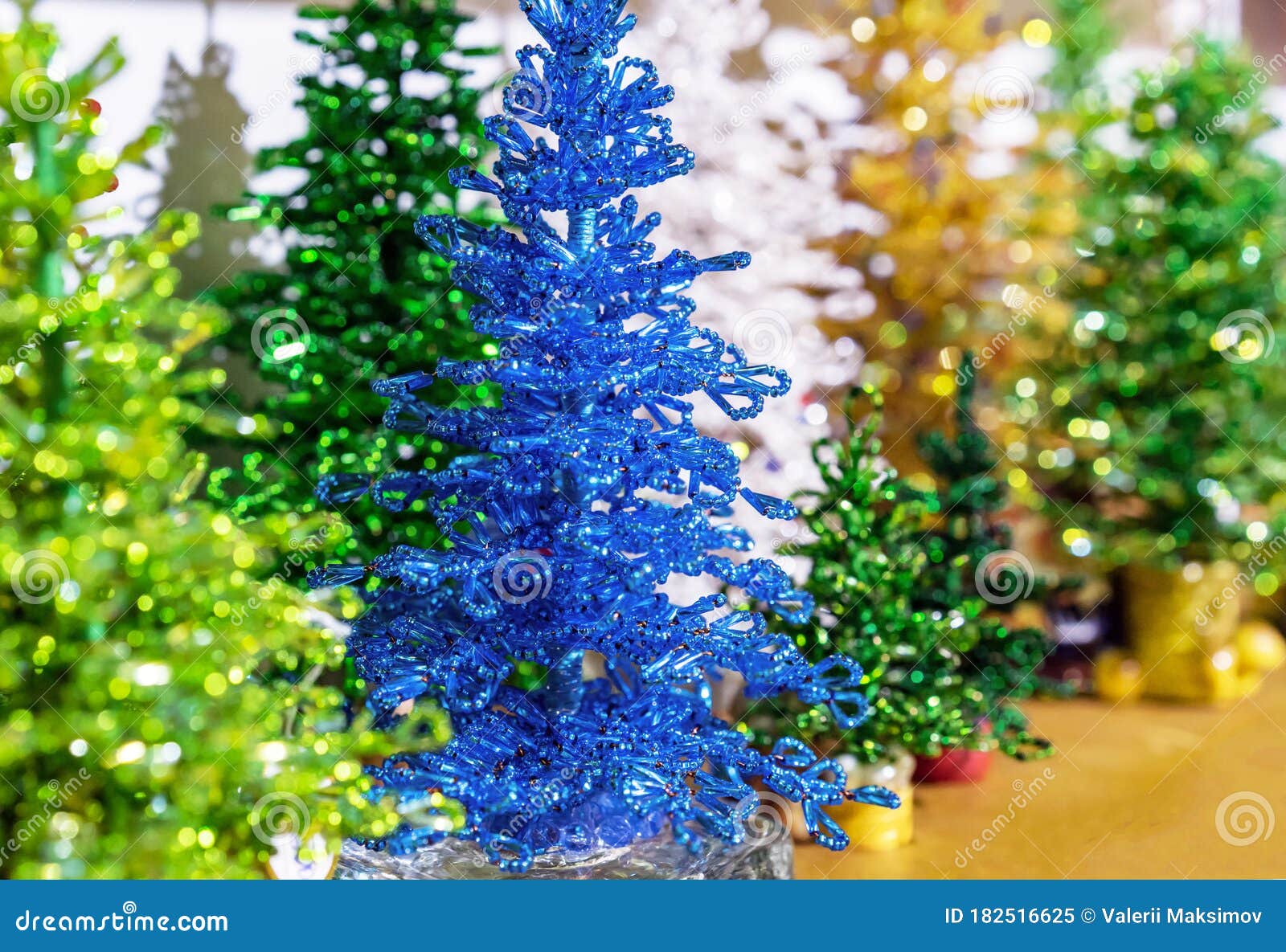 Christmas Trees Made from Beads. Cristmas Decorations Made in Technique