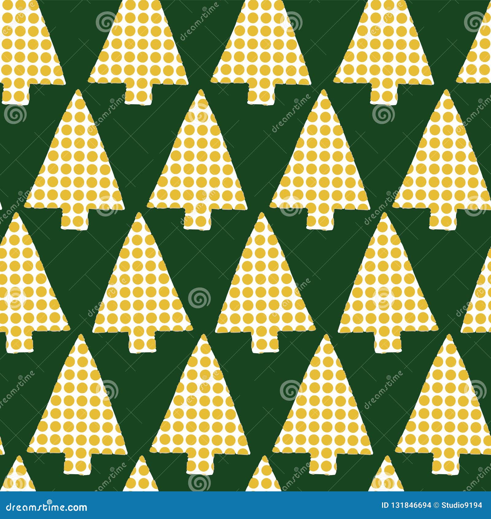 Christmas Trees in a Row Vector Seamless Pattern. Geometric Christmas