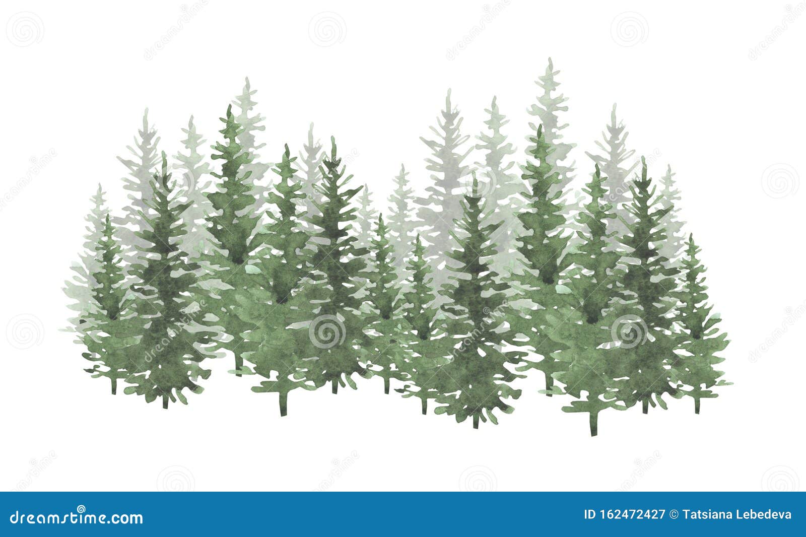 christmas trees watercolor hand drawn seamless background texture.