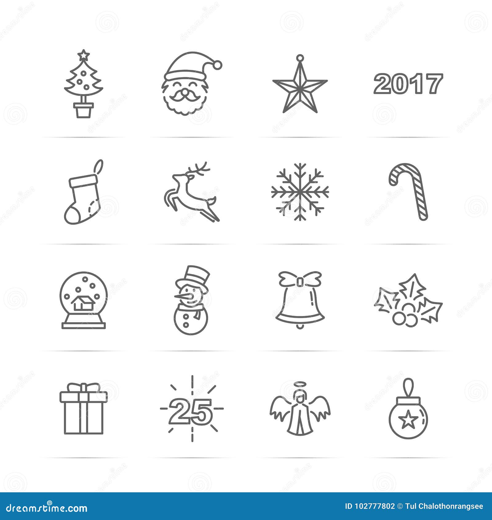 Christmas 2017 Vector Line Icons Stock Vector - Illustration of sign ...