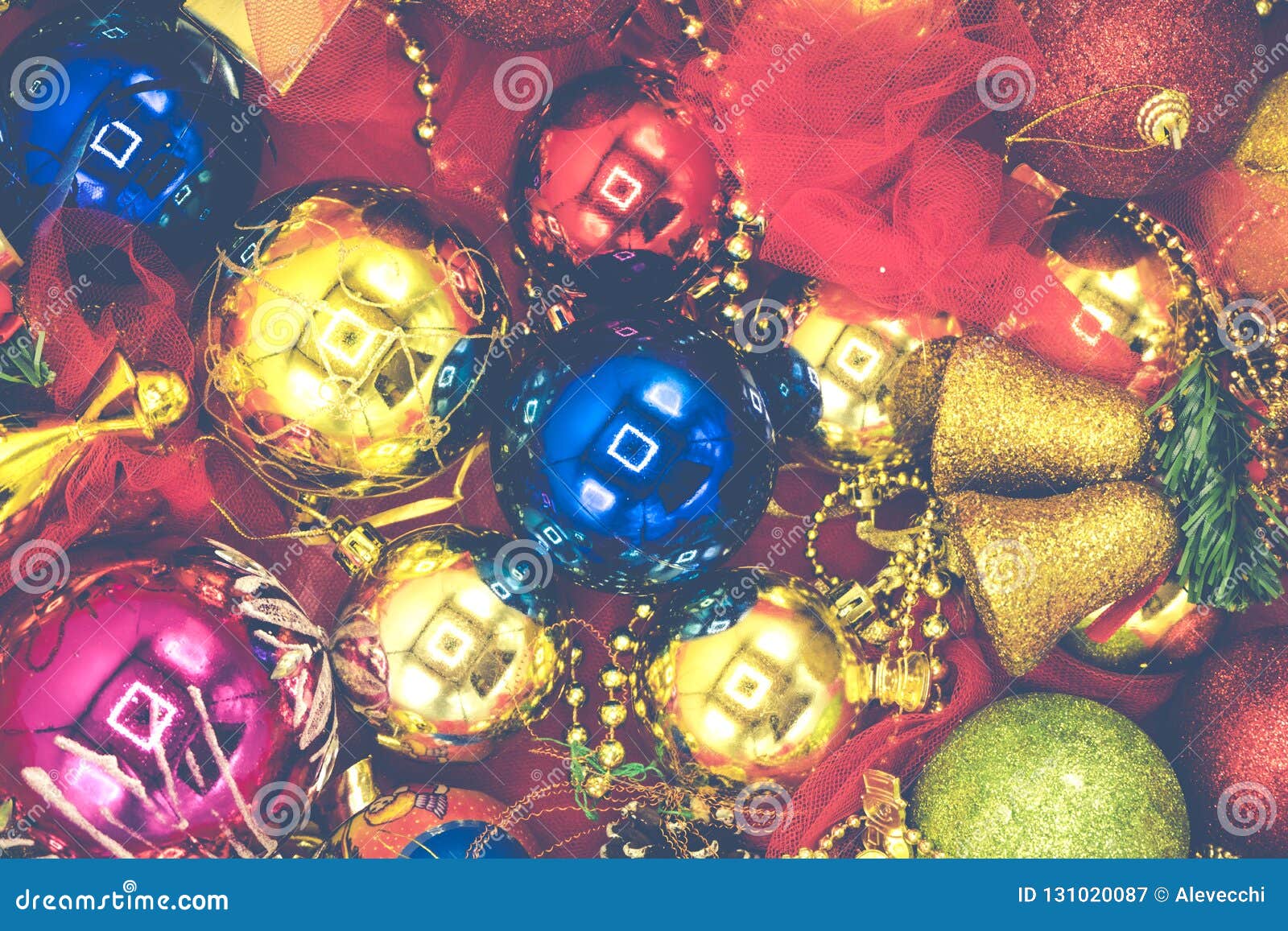 Christmas Colorful Decorations Close-up Desaturated. Stock Image ...