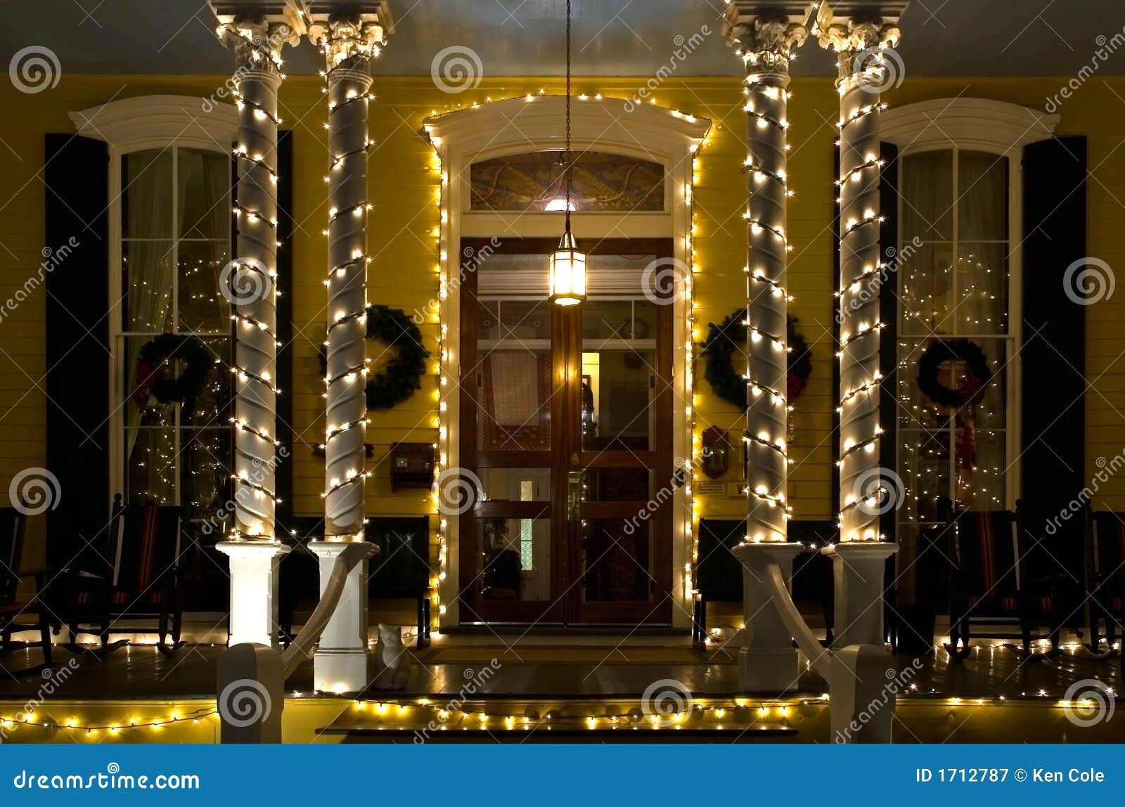 Christmas Victorian Porch Stock Image. Image Of Column - 1712787