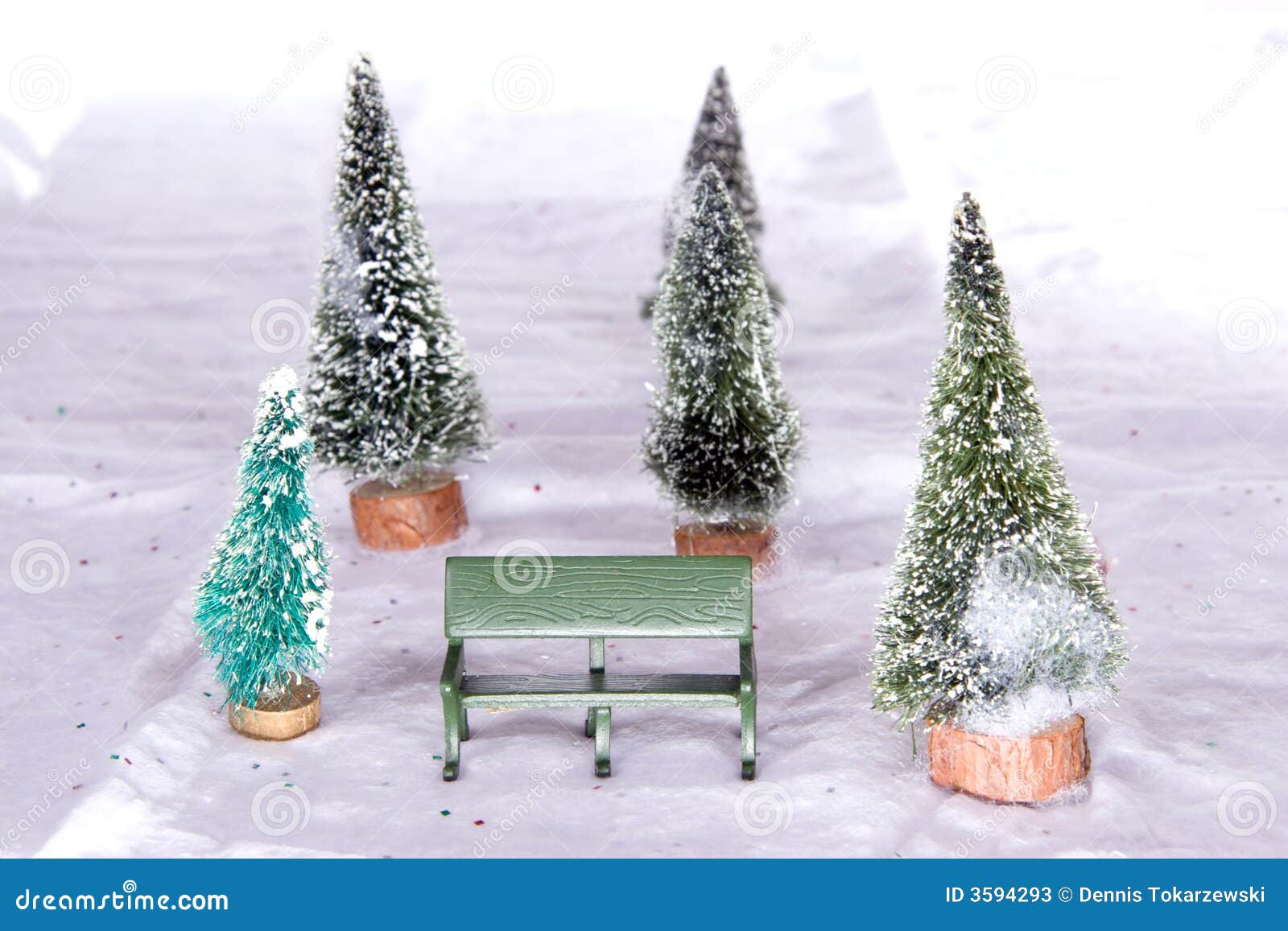 Christmas Village Park Bench Stock Image Image of miniature, pine
