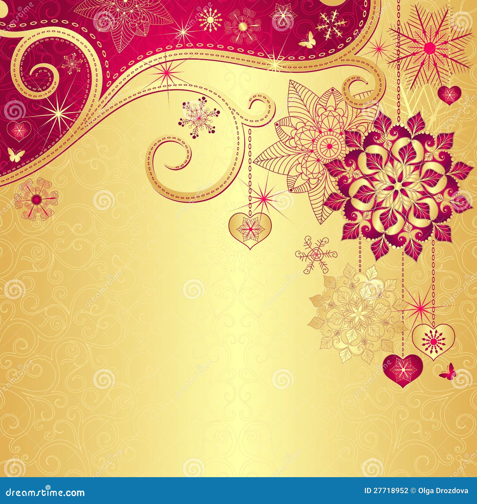 Christmas vintage gold red background