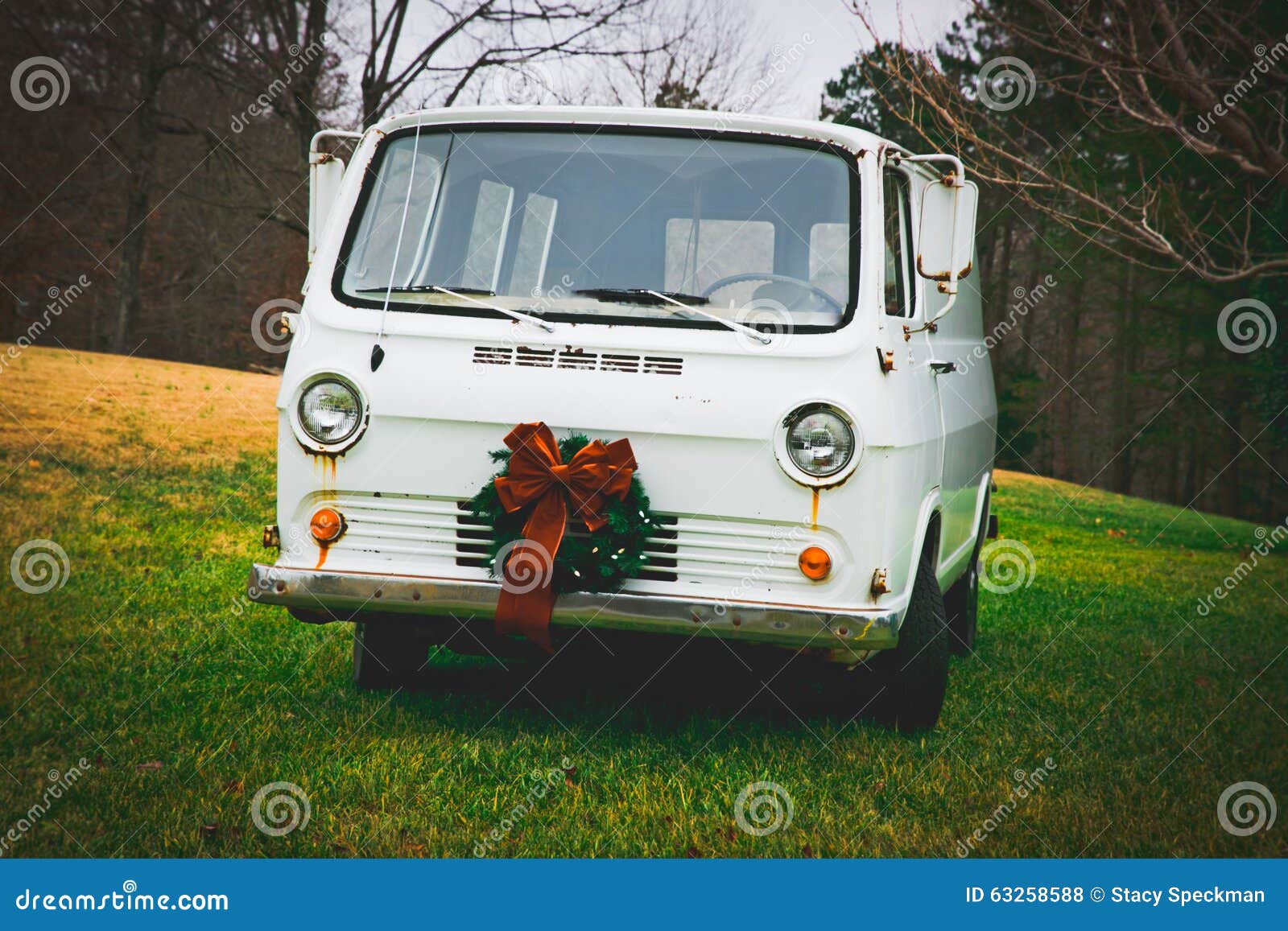 Christmas Vintage Van stock photo. Image of branch, decorating 63258588