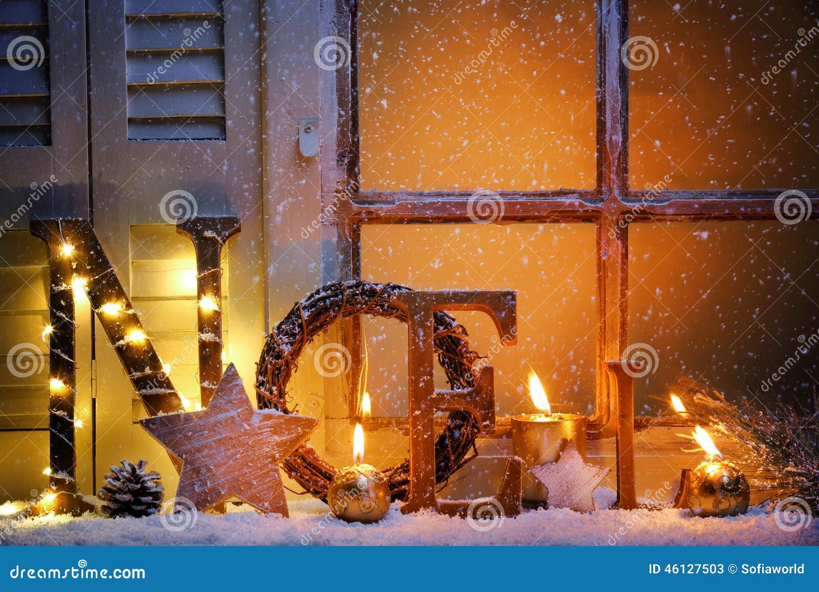 Christmas window stock image. Image of burning, illumination - 46127503