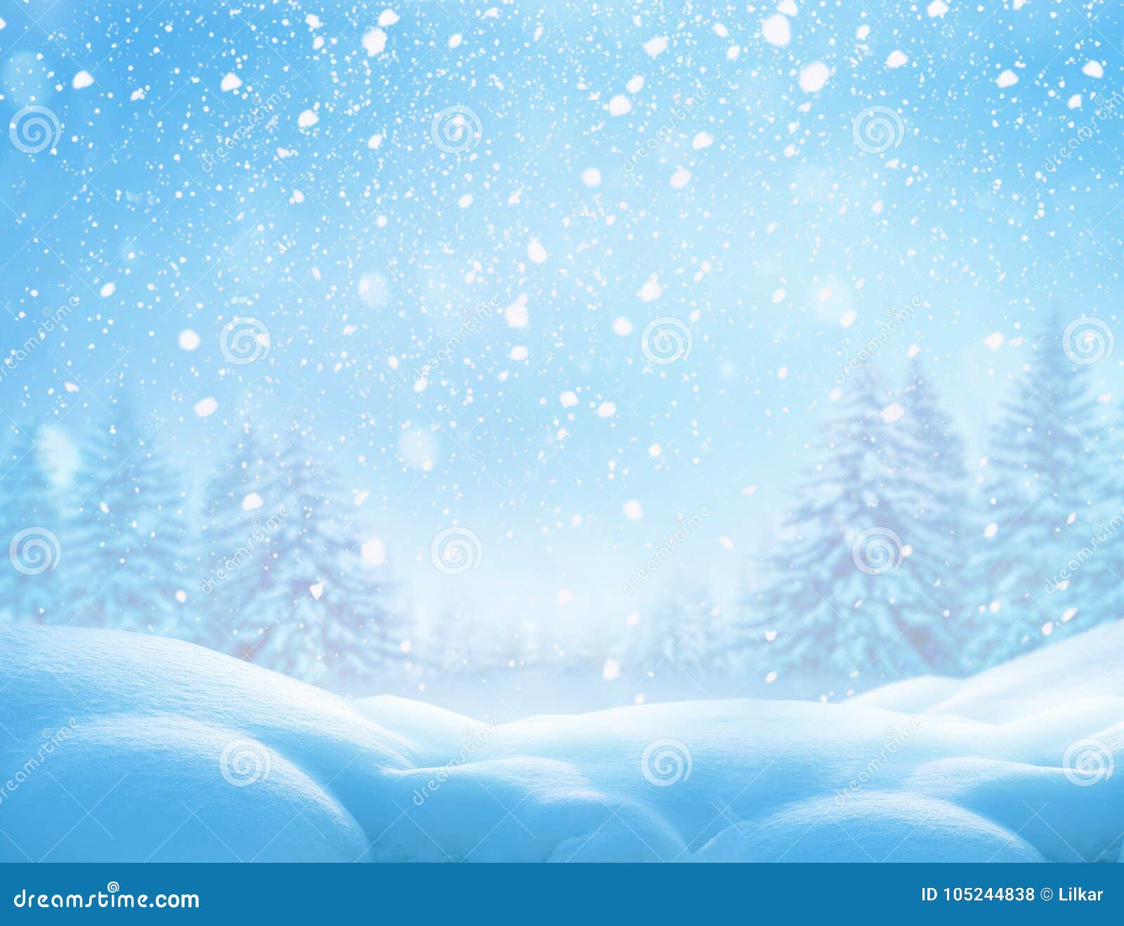 christmas winter background with snow
